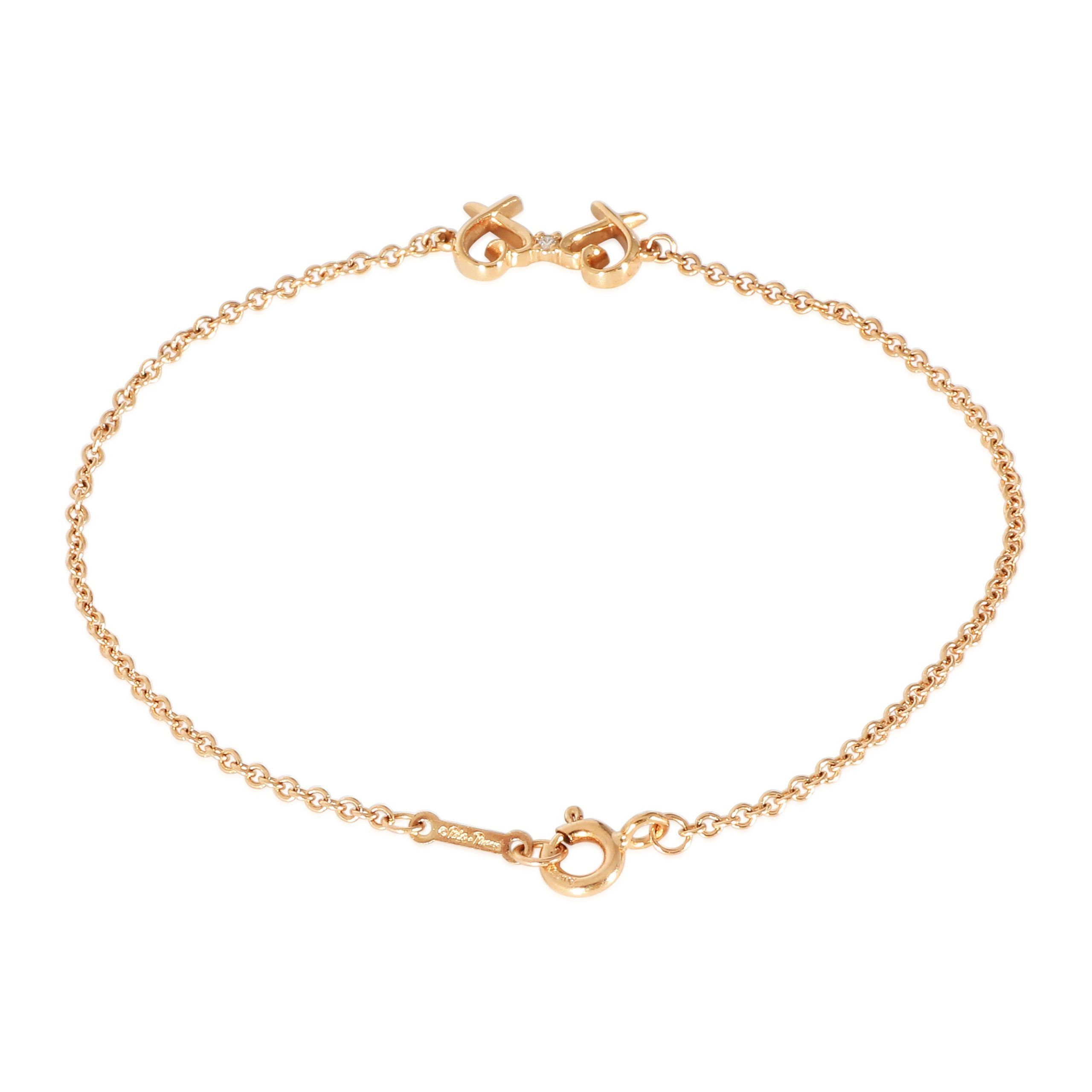 Tiffany & Co. Paloma Picasso Double Loving Heart Bracelet in 18K Rose Gold 0.01 CTW Size ONE SIZE - 2 Thumbnail
