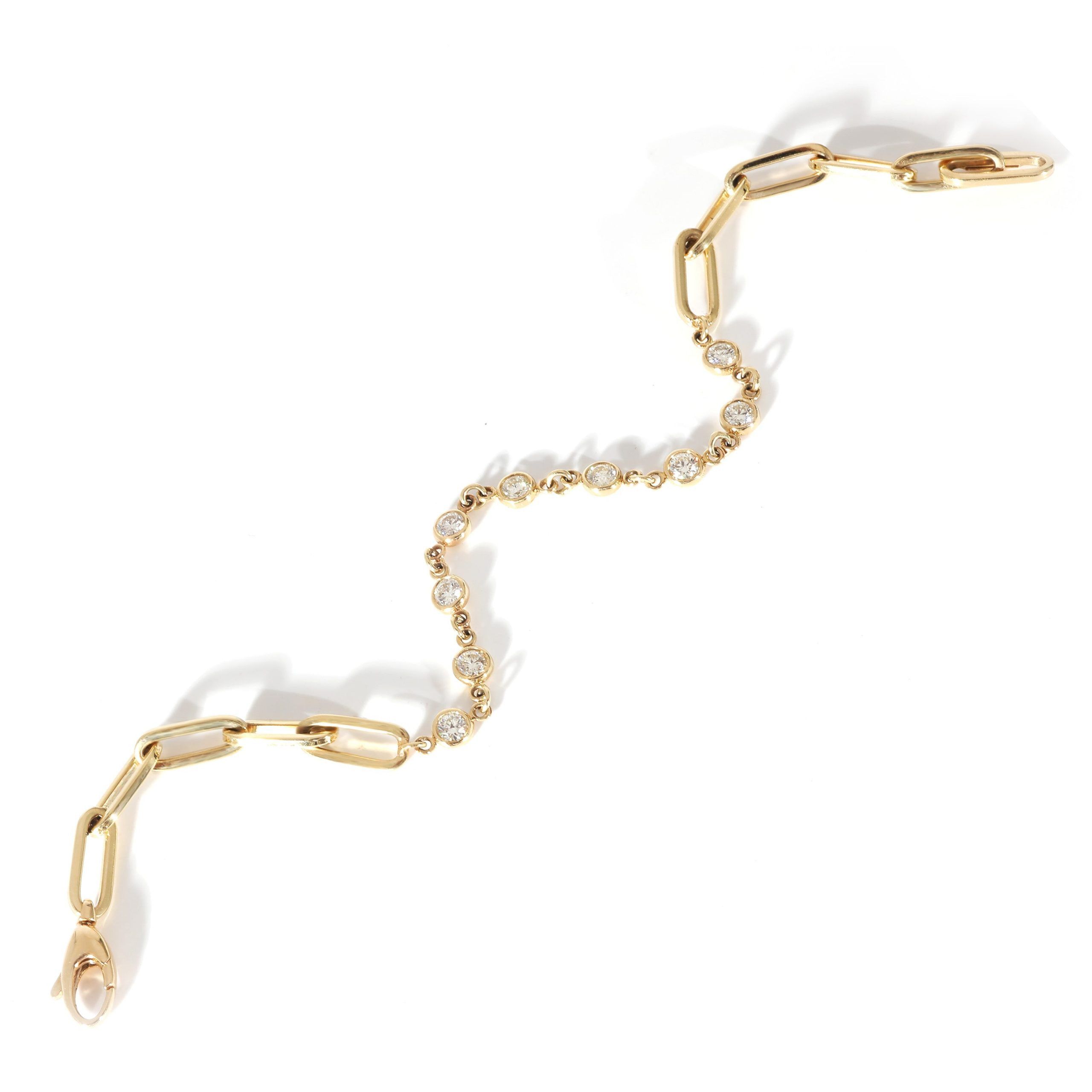 Other Diamond Bezel Set Paperclip Bracelet in 14K Yellow Gold 0.85 CTW Size ONE SIZE - 2 Thumbnail