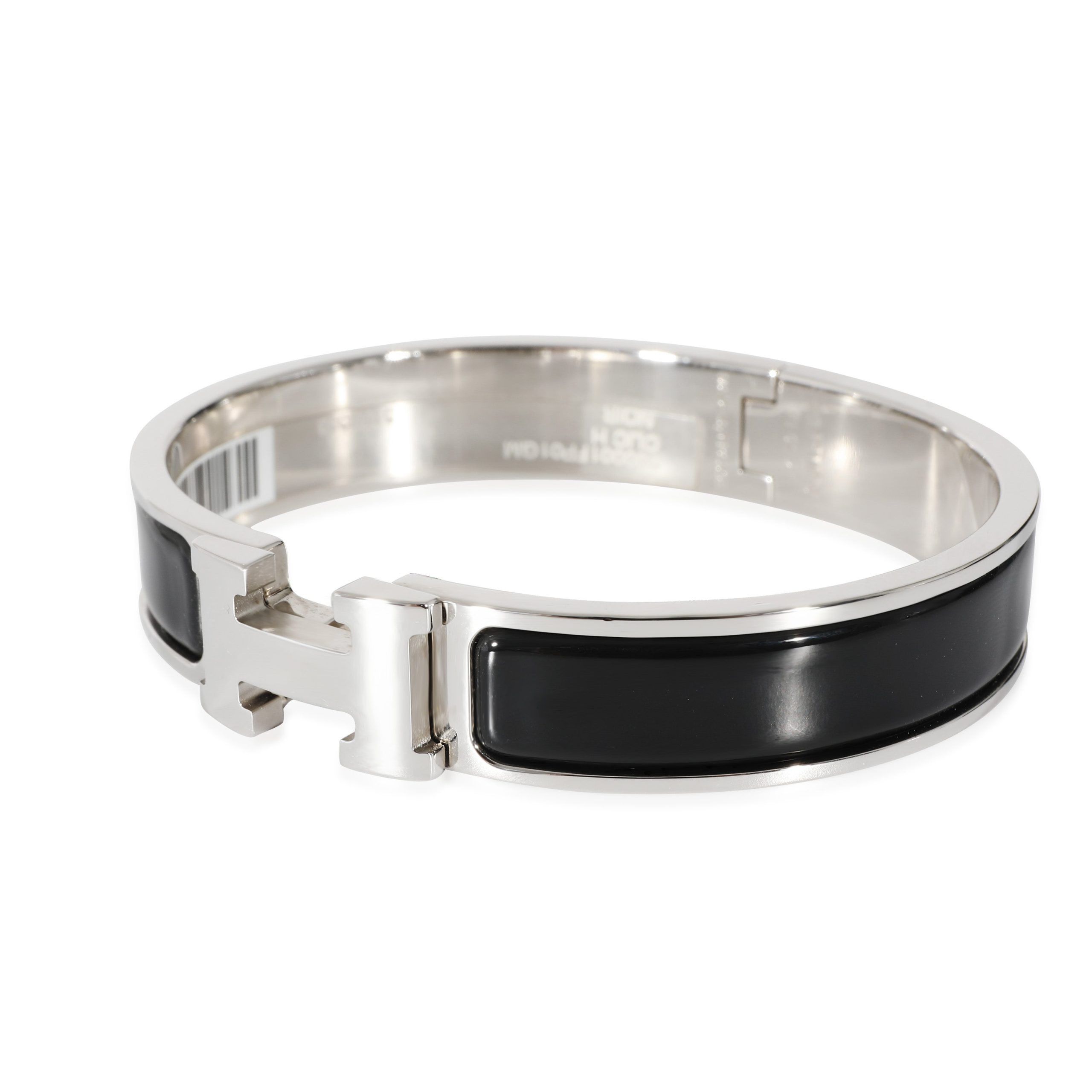 Hermes Hermès Clic H Palladium Plated Bracelet in Noir, Size GM Size ONE SIZE - 2 Thumbnail
