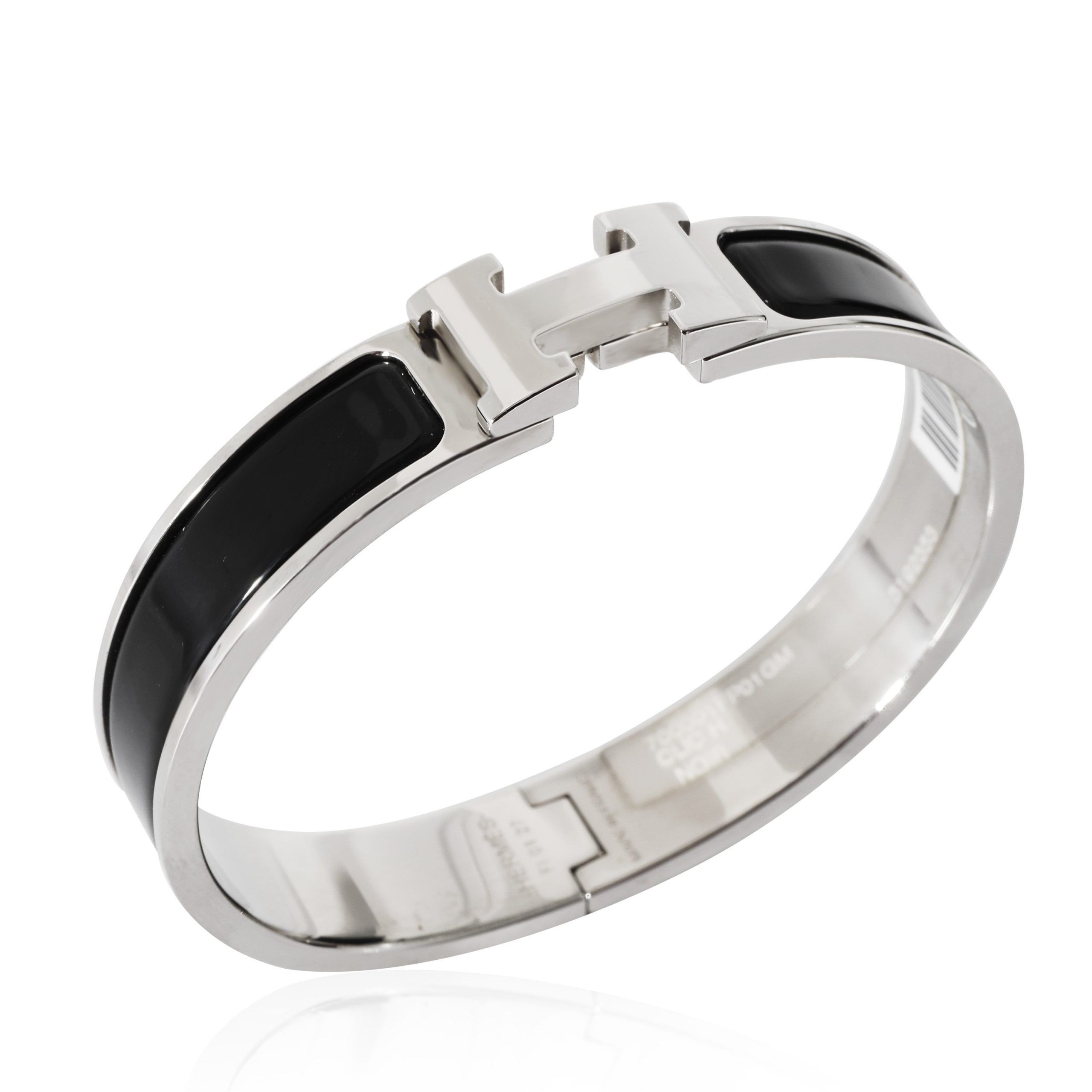 Hermes Hermès Clic H Palladium Plated Bracelet in Noir, Size GM Size ONE SIZE - 3 Thumbnail