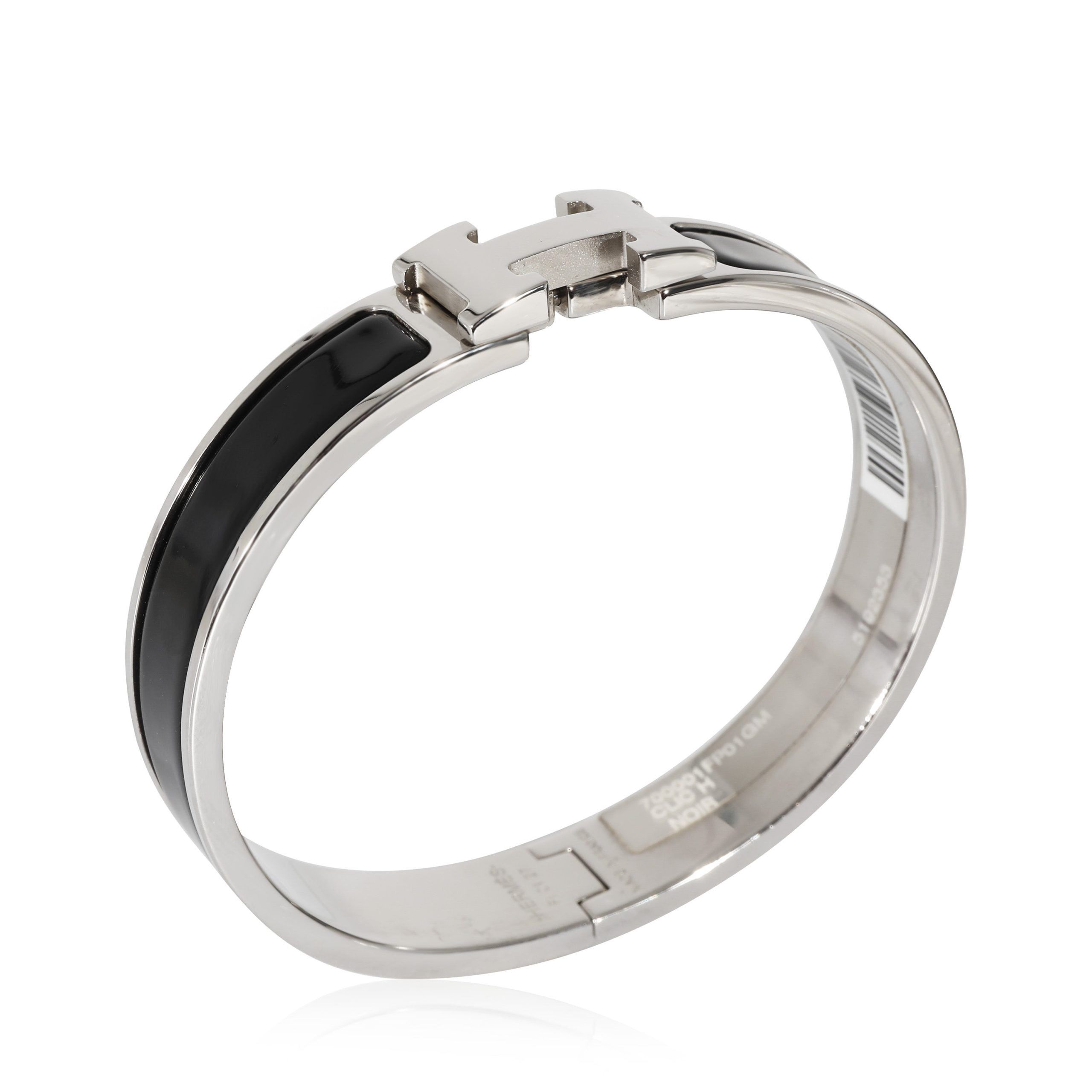 Hermes Hermès Clic H Palladium Plated Bracelet in Noir, Size GM Size ONE SIZE - 4 Thumbnail