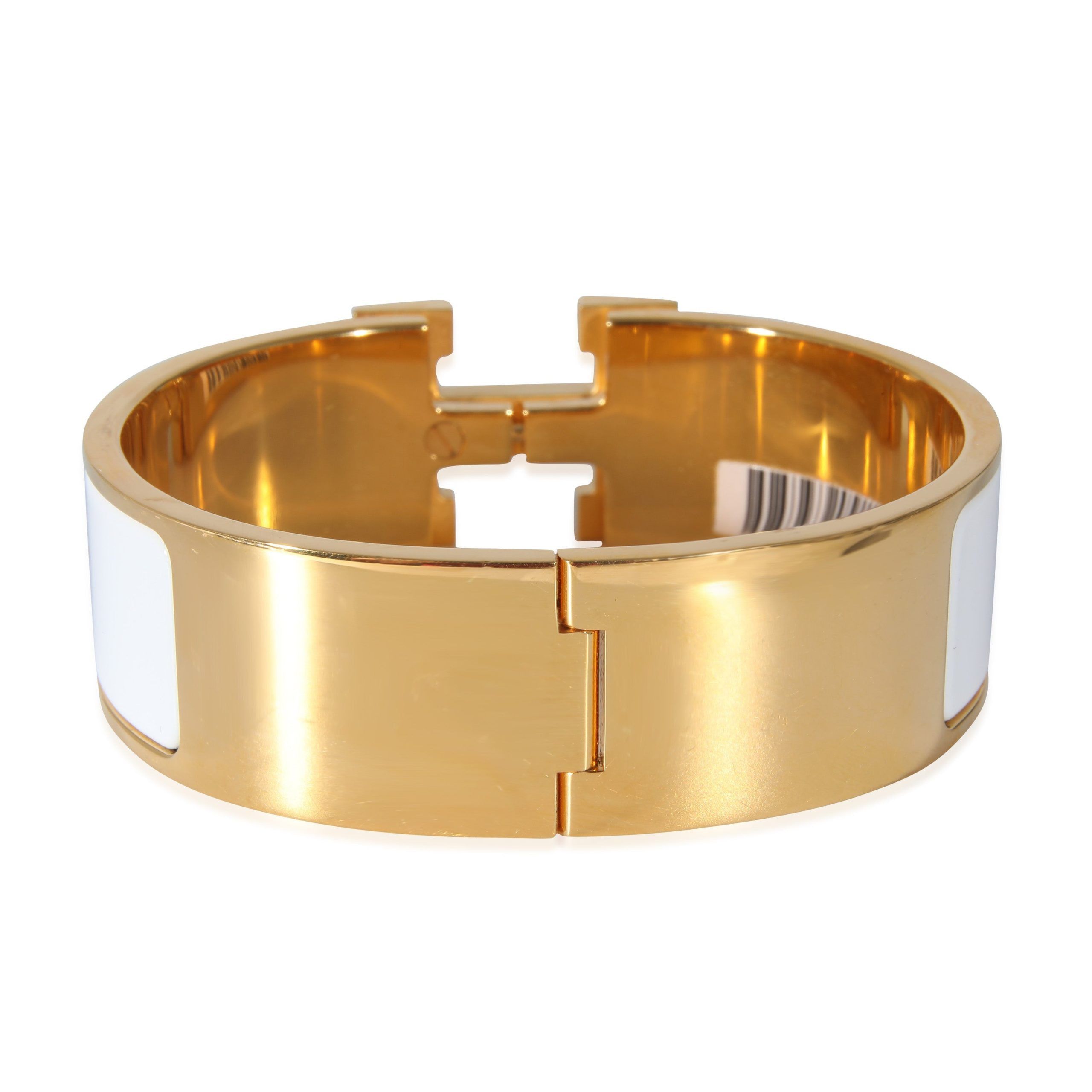 Hermes Gold Plated Hermès Clic Clac H Bracelet in Blanc Size ONE SIZE - 4 Thumbnail