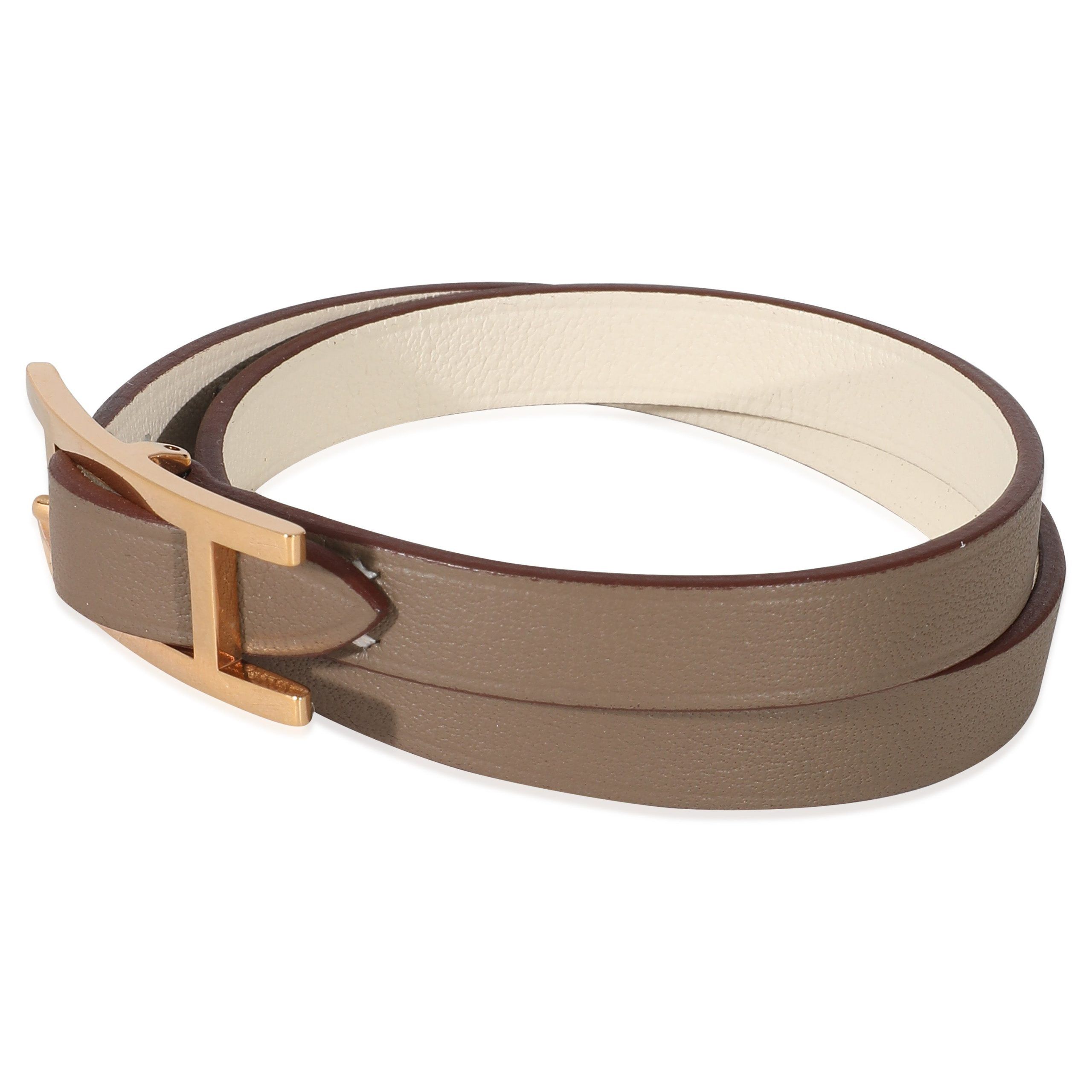 Hermes Rose Gold Plated Hermès Behapi Double Tour Bracelet in Swift Calfskin Size ONE SIZE - 2 Thumbnail