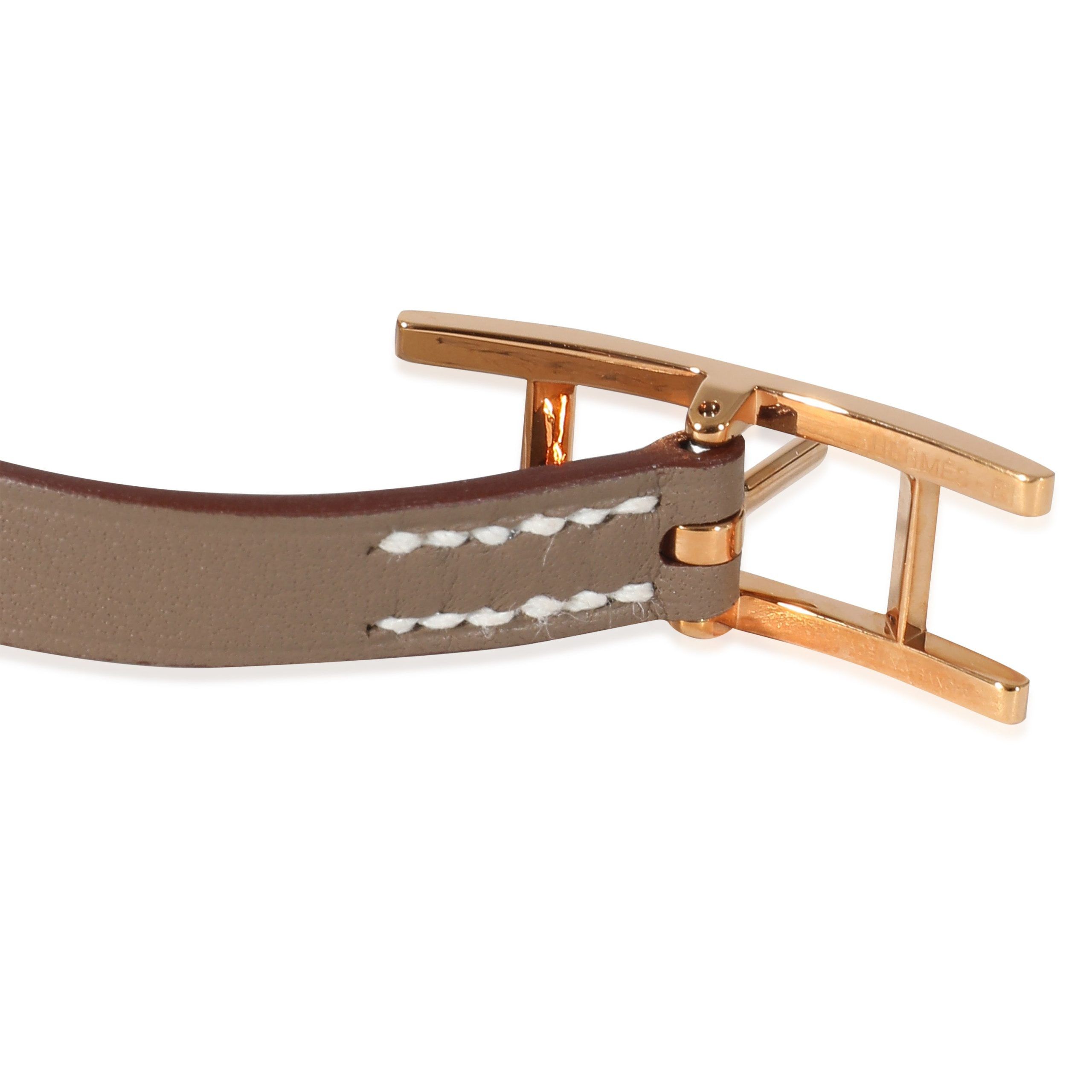 Hermes Rose Gold Plated Hermès Behapi Double Tour Bracelet in Swift Calfskin Size ONE SIZE - 4 Thumbnail