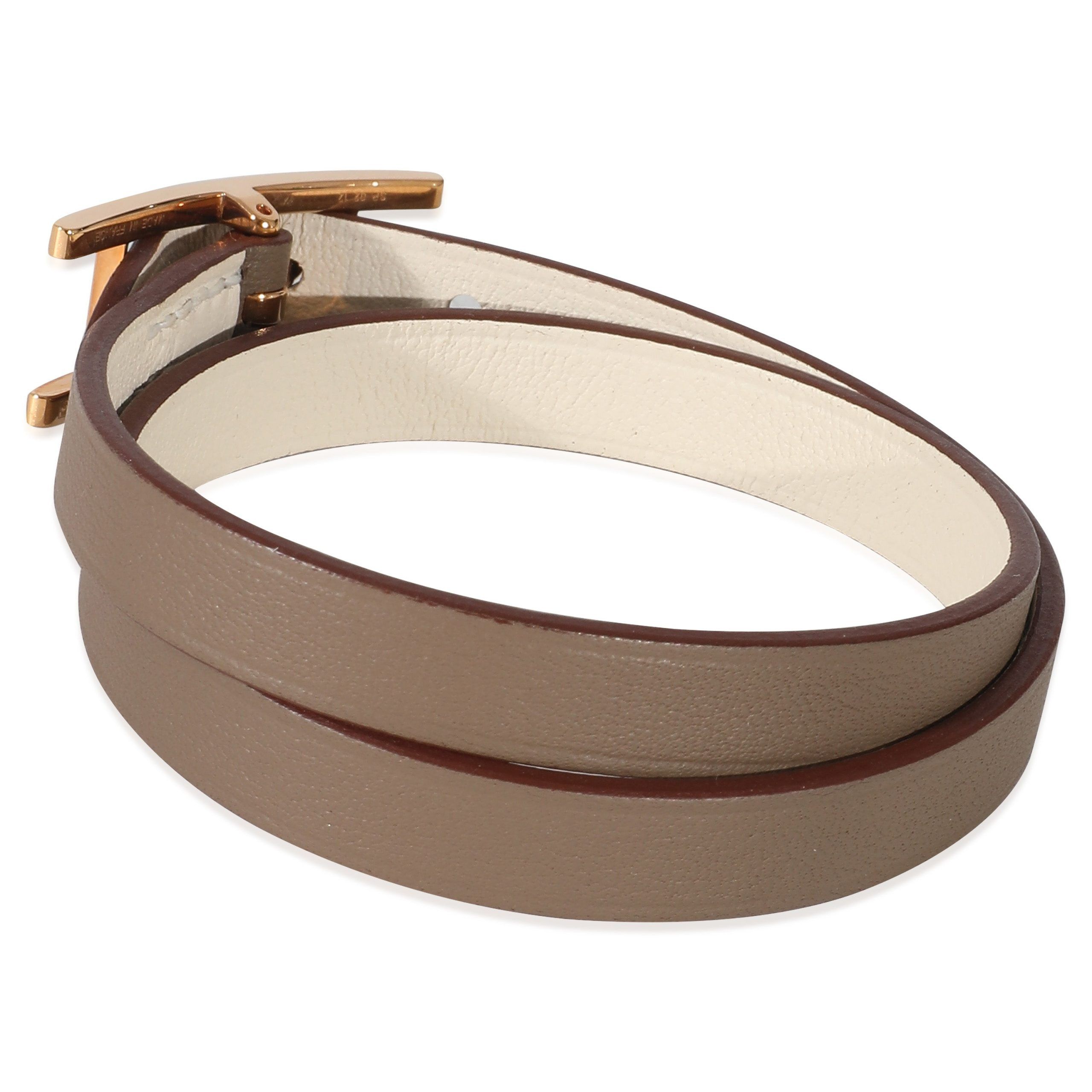 Hermes Rose Gold Plated Hermès Behapi Double Tour Bracelet in Swift Calfskin Size ONE SIZE - 3 Thumbnail