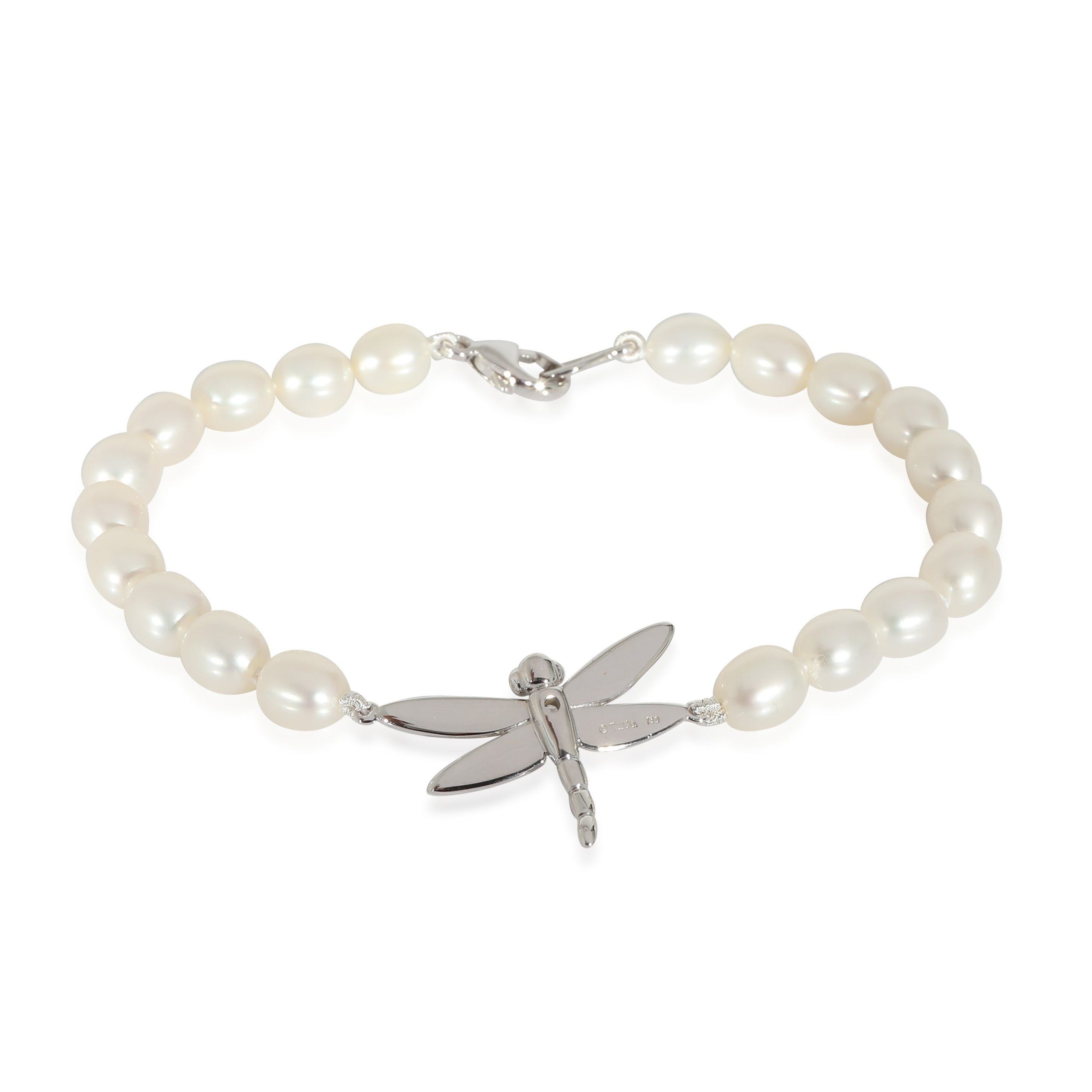 Tiffany & Co. Tiffany & Co. Freshwater Pearl Bracelet With Dragonfly Charm in 18K White Gold Size ONE SIZE - 3 Thumbnail