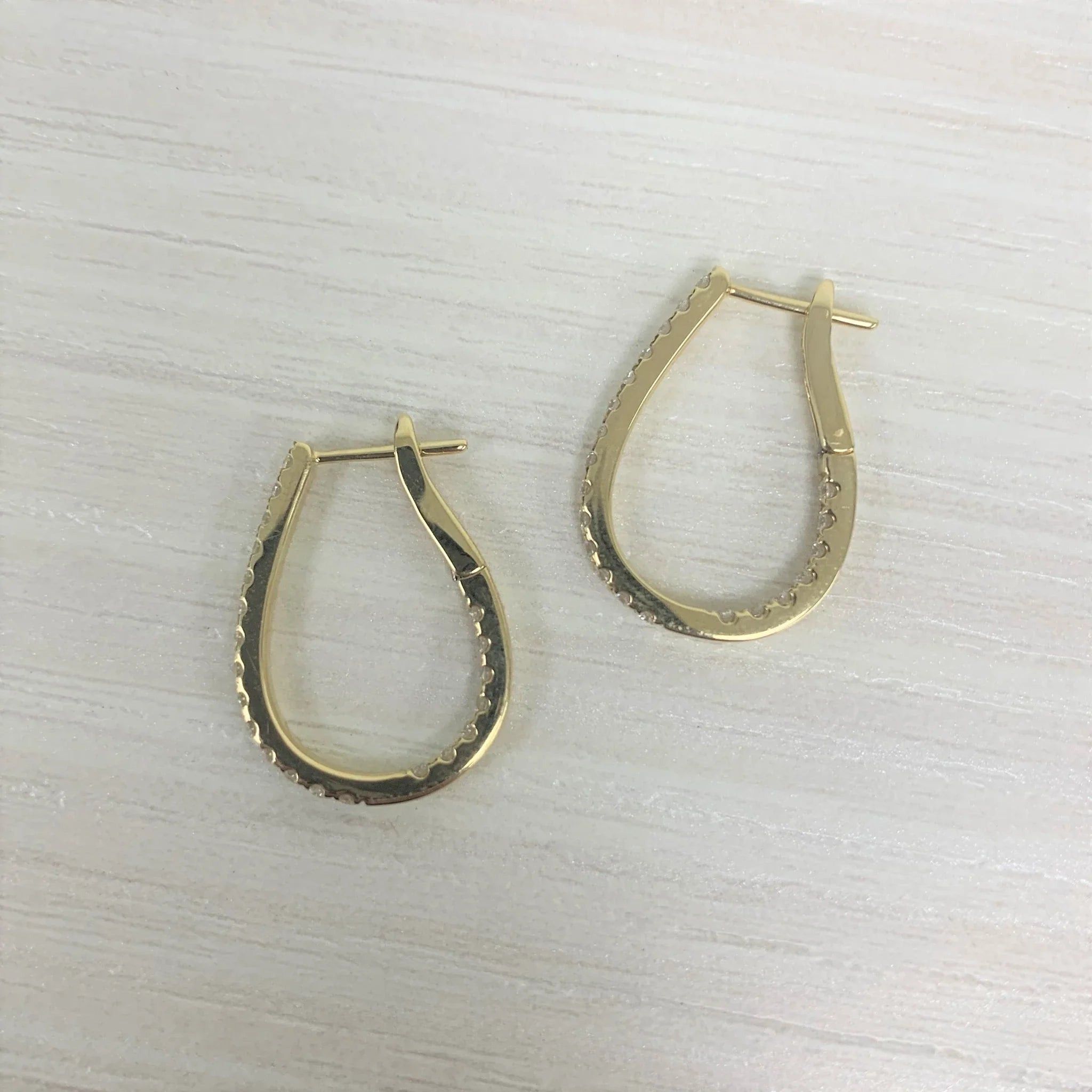 Other Diamond Pear Shape Hoop Earrings in 14K Yellow Gold Size ONE SIZE - 2 Thumbnail