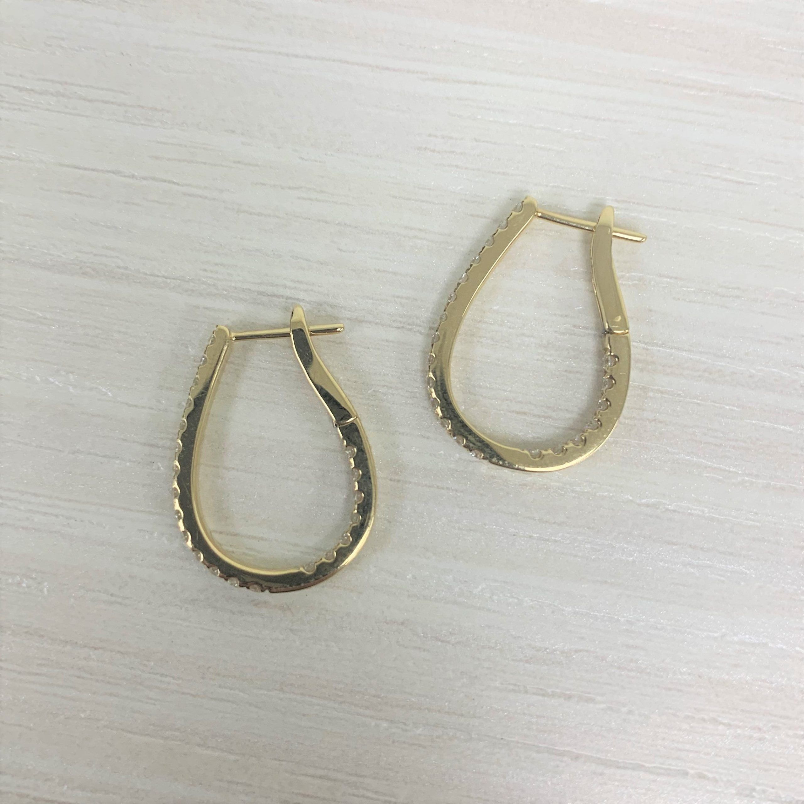 Other Diamond Pear Shape Hoop Earrings in 14K White Gold Size ONE SIZE - 2 Thumbnail