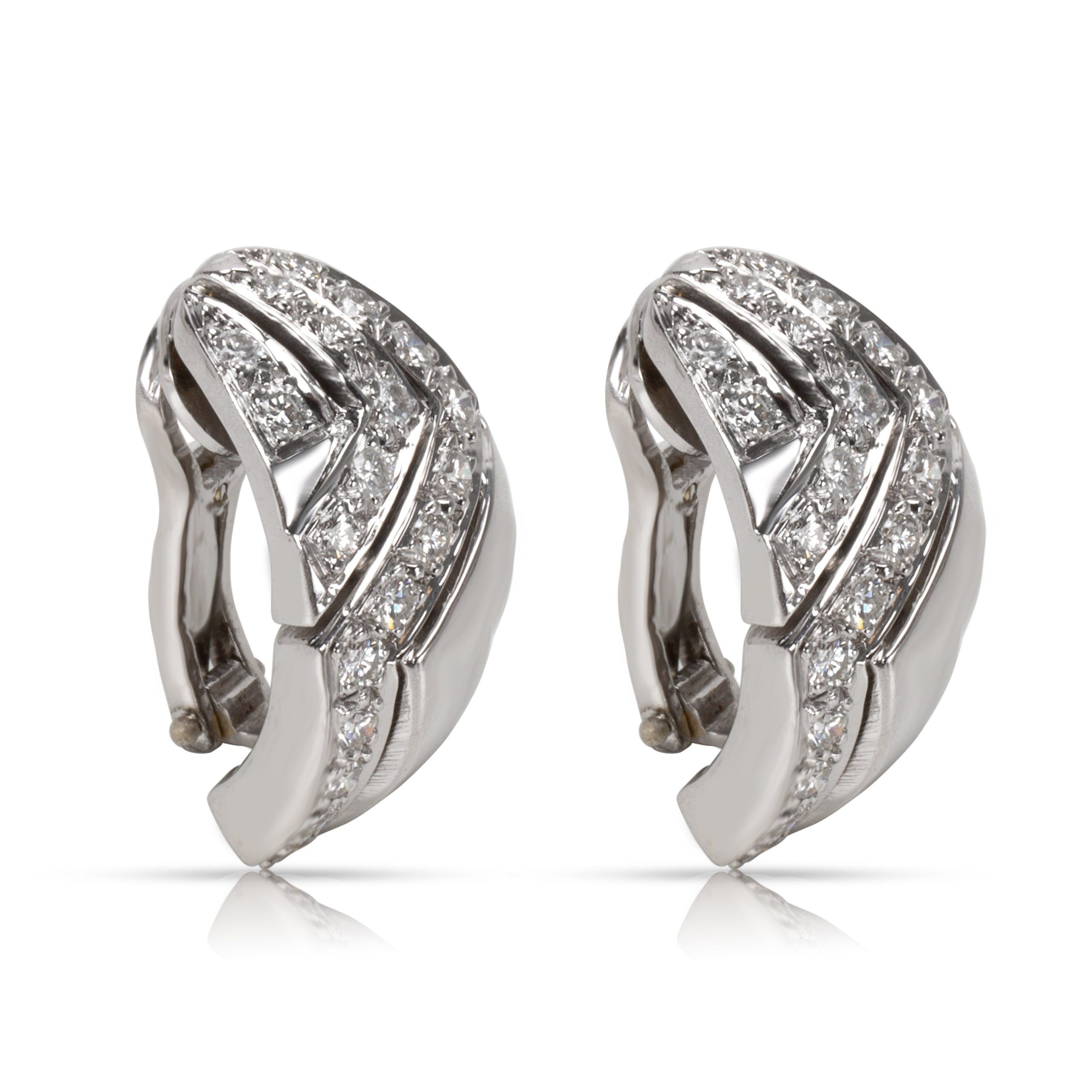 Other 14KT White Gold Diamond Clip Earrings in 18KT White Gold 1.70 ctw Size ONE SIZE - 2 Thumbnail