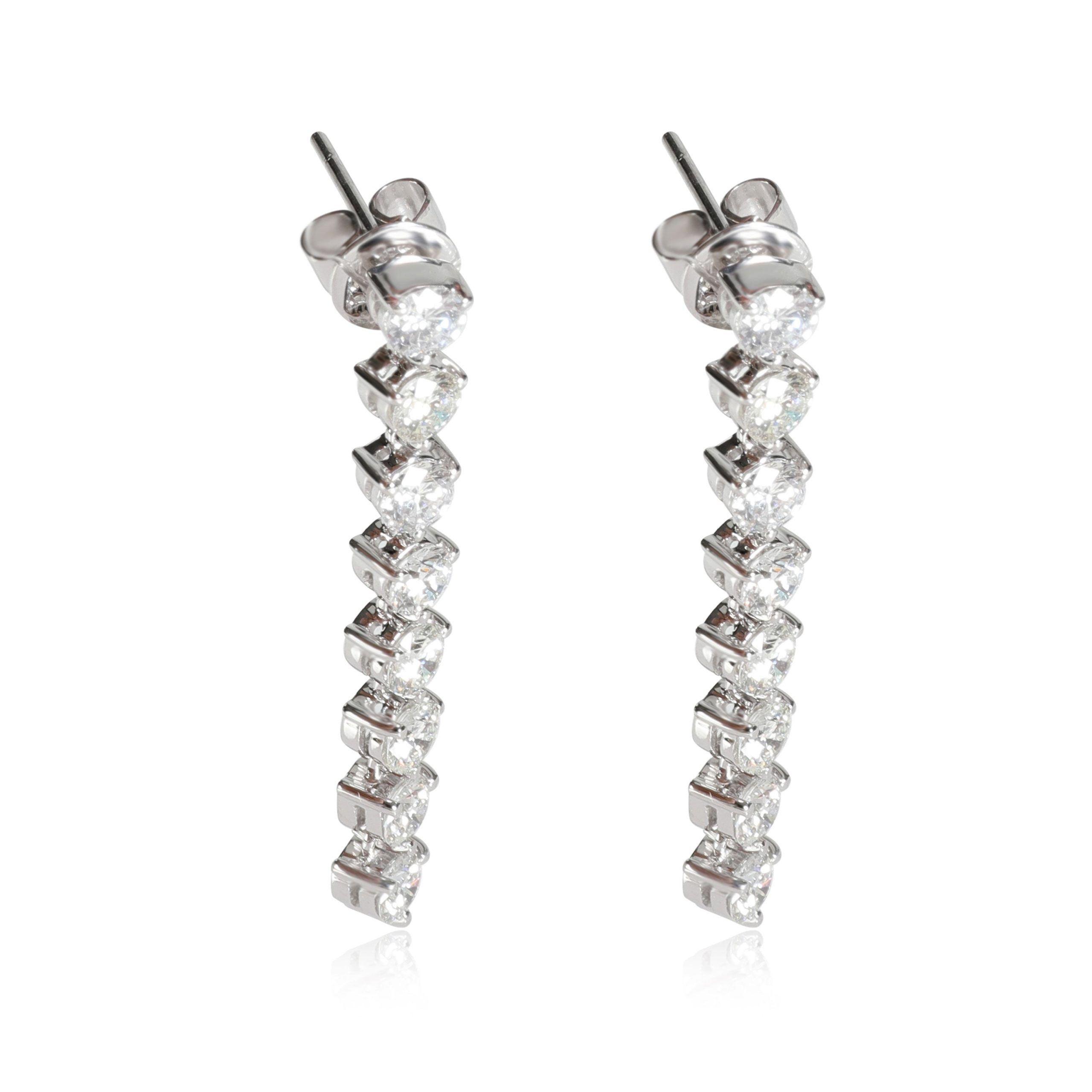 Other 3 Prong Diamond Line Earrings in 18k White Gold 2.4 CTW Size ONE SIZE - 2 Thumbnail