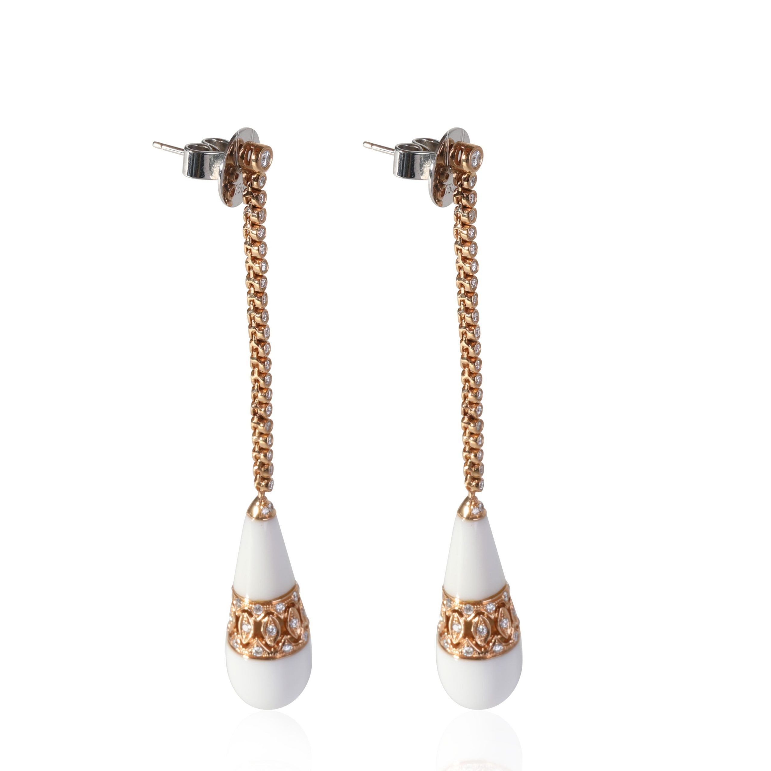 Other Agate & Diamond Drop Earrings in 18k Rose Gold 1 CTW Size ONE SIZE - 2 Thumbnail