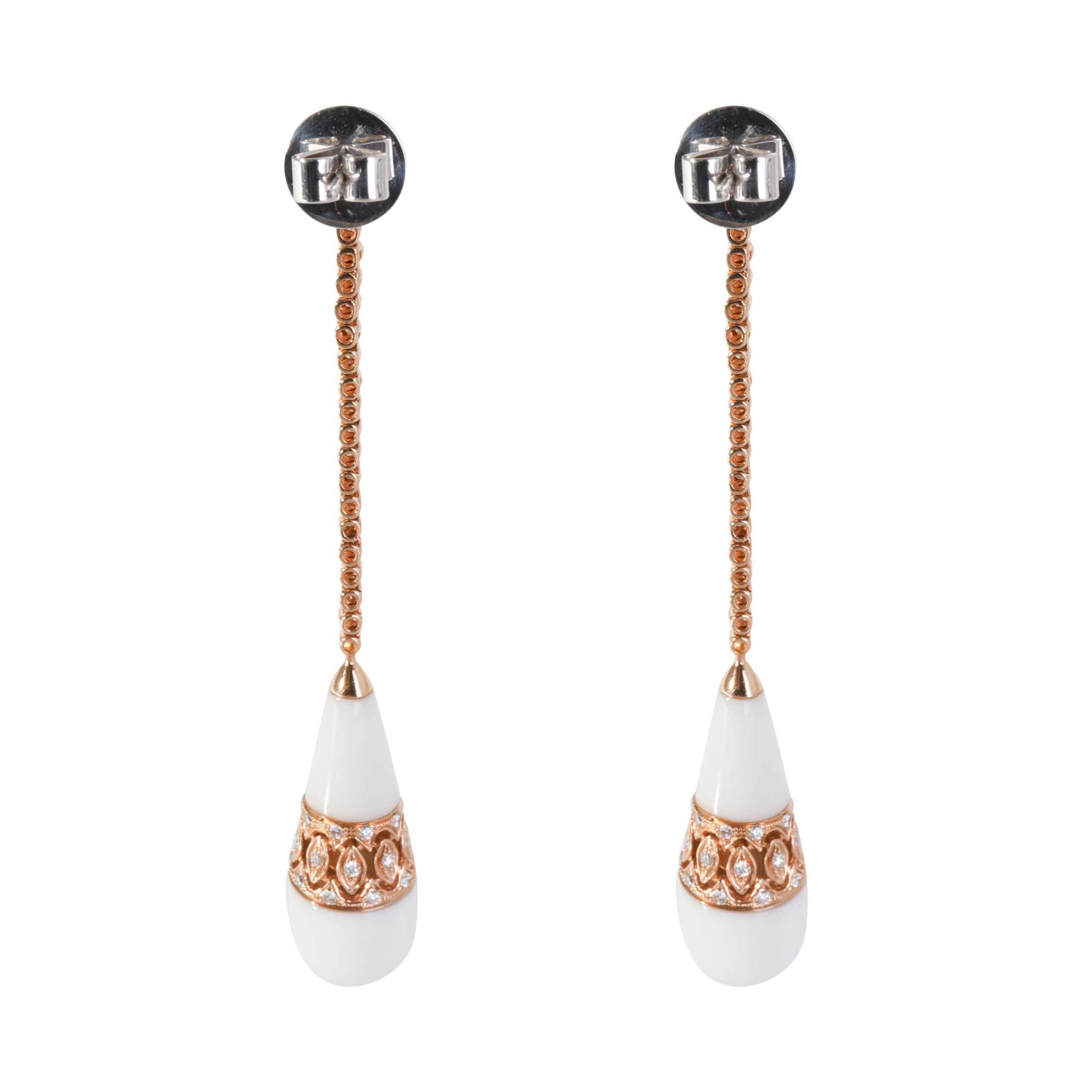 Other Agate & Diamond Drop Earrings in 18k Rose Gold 1 CTW Size ONE SIZE - 3 Thumbnail
