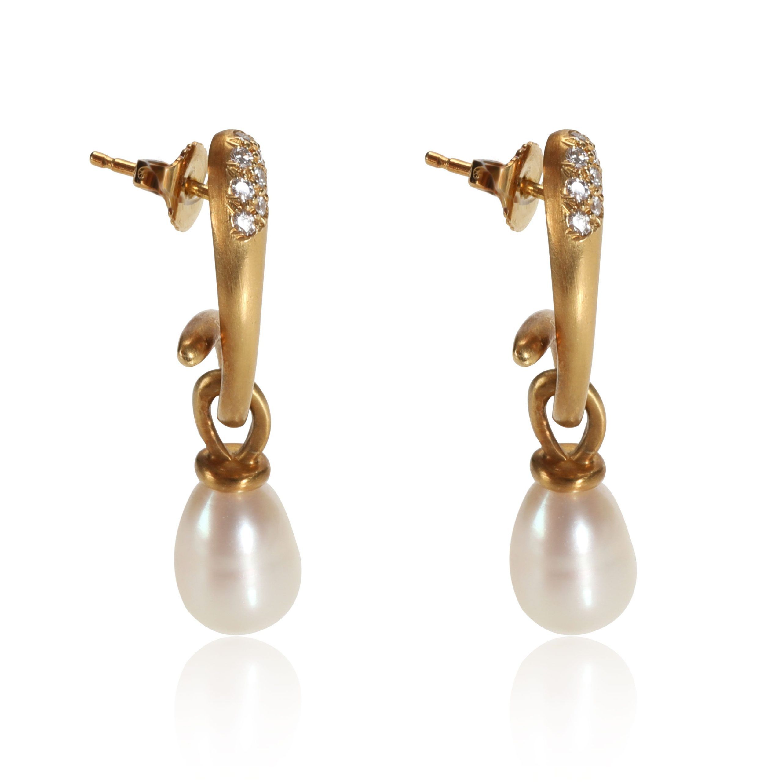 Other Angela Cummings Pacifica Pearl Diamond Drop Earring in 18K Yellow Gold 0.18 CTW Size ONE SIZE - 2 Thumbnail