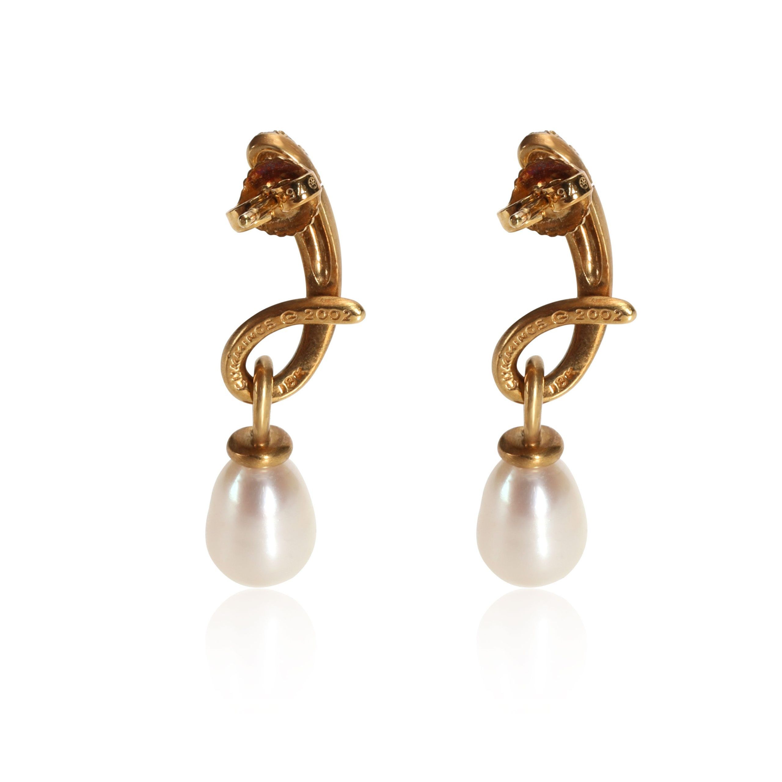 Other Angela Cummings Pacifica Pearl Diamond Drop Earring in 18K Yellow Gold 0.18 CTW Size ONE SIZE - 3 Thumbnail