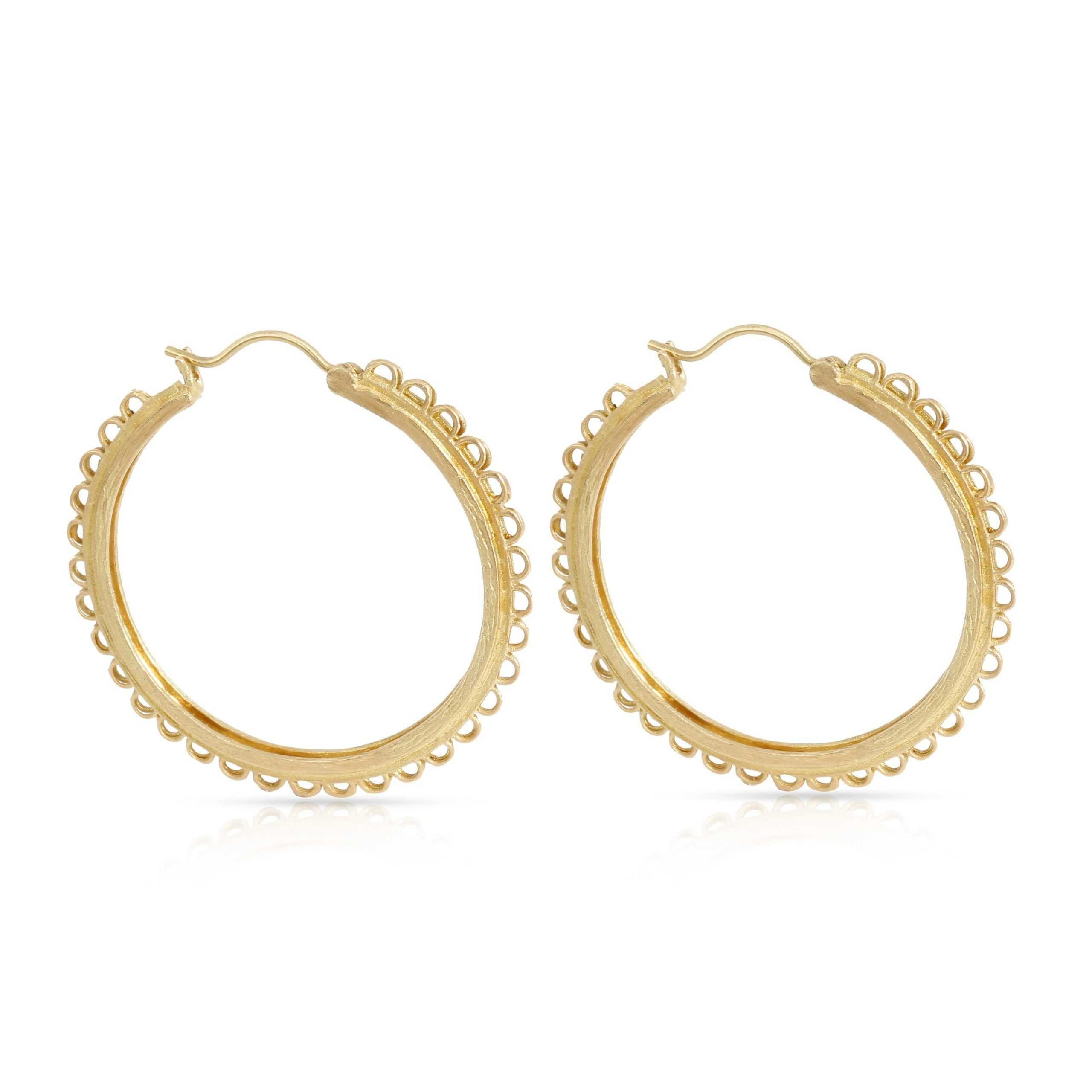 Other Anthony Nak Lace-Edged Hoop Earrings in 18K Yellow Gold Size ONE SIZE - 2 Thumbnail