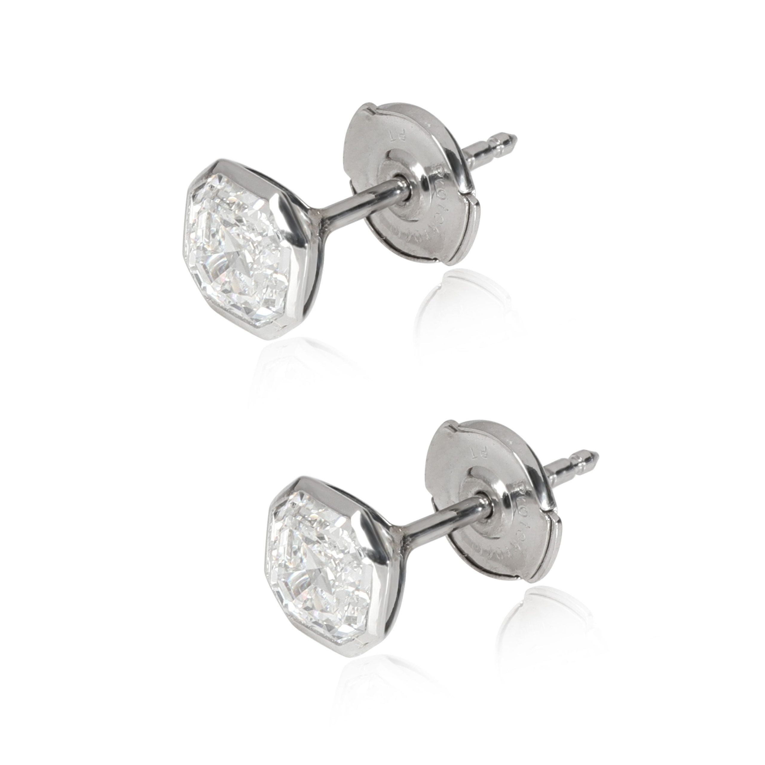 Other Bezel Set Asscher Diamond Stud Earring in Platinum 1.40 CTW Size ONE SIZE - 2 Thumbnail