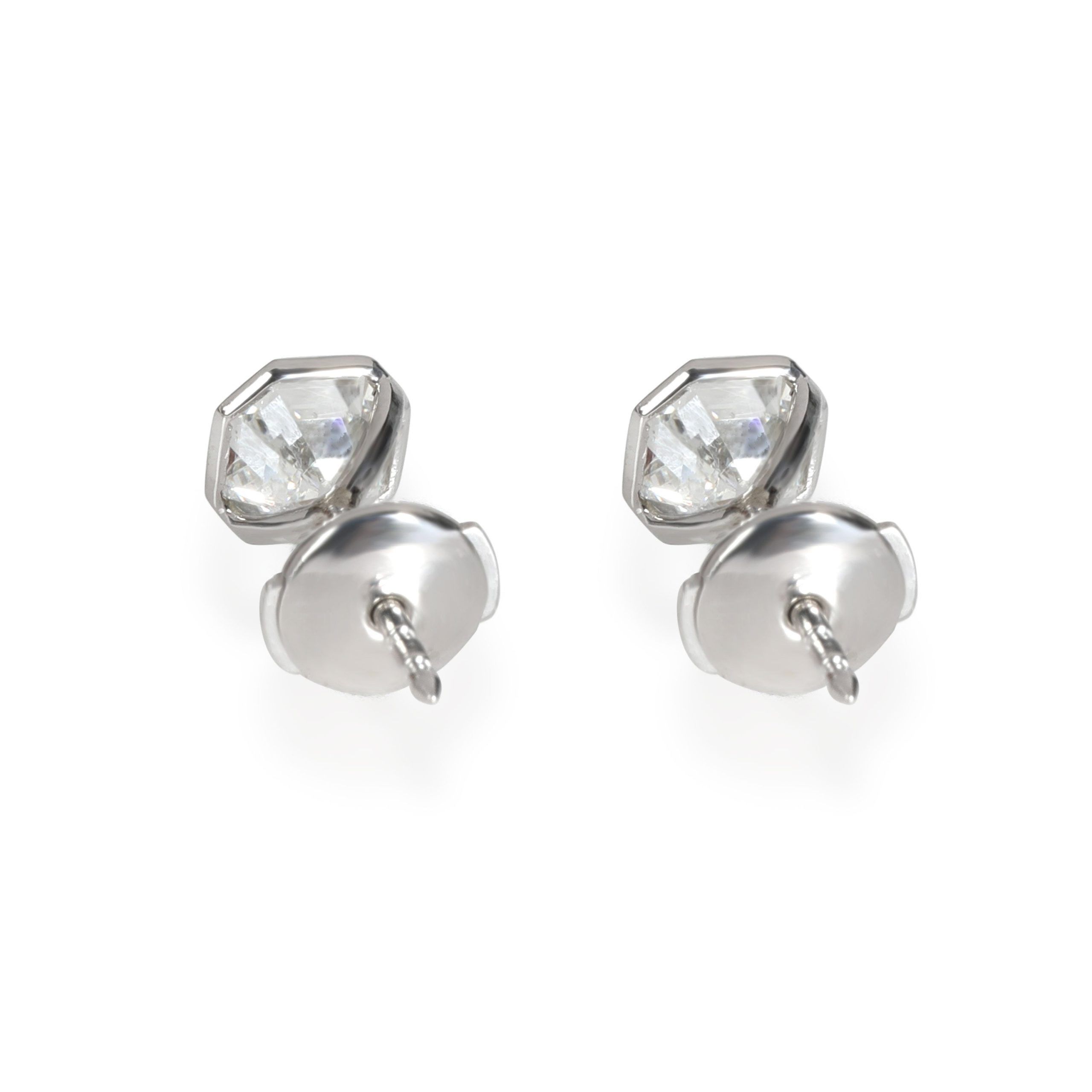 Other Bezel Set Asscher Diamond Stud Earring in Platinum 1.40 CTW Size ONE SIZE - 3 Thumbnail