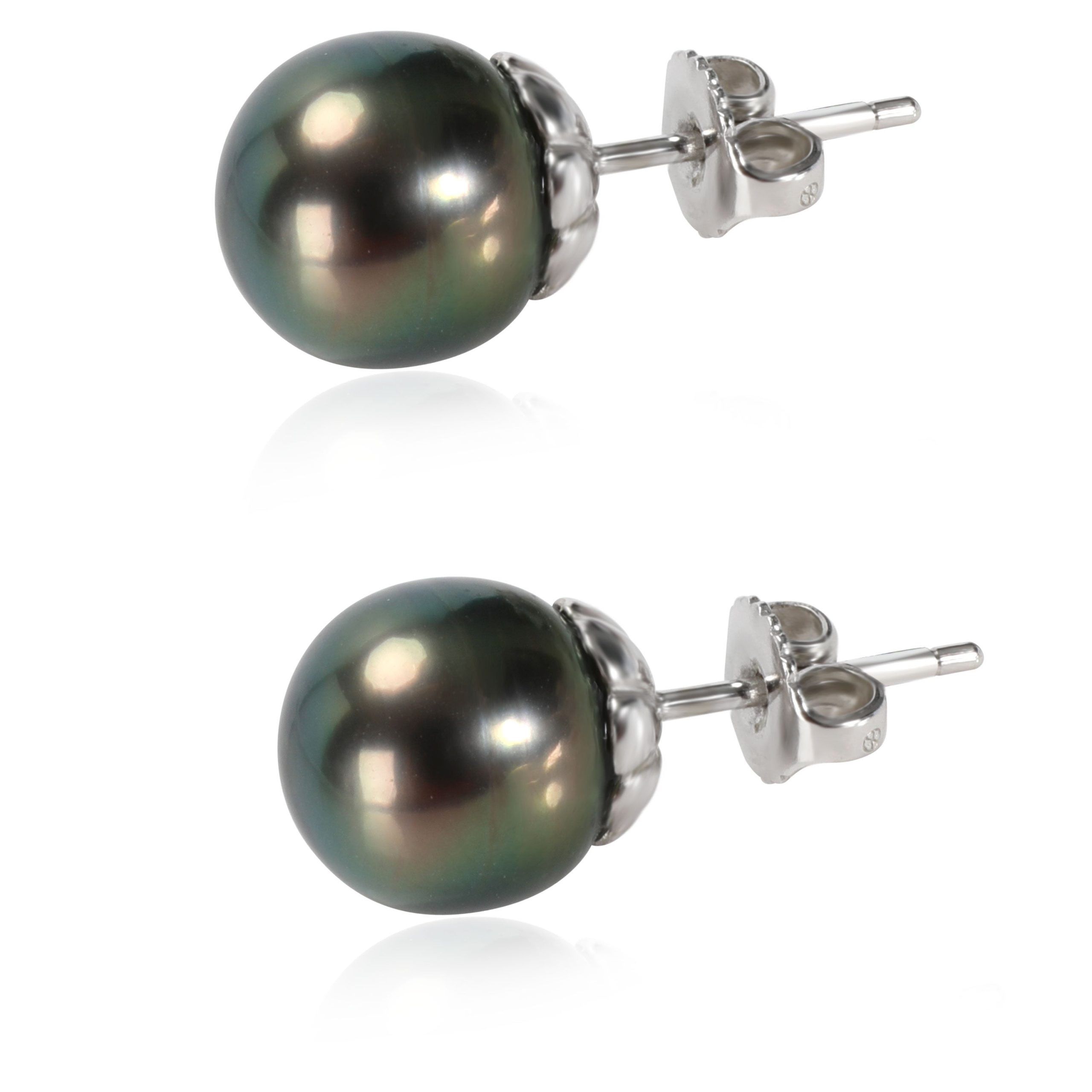 Other Black Pearl Stud Earring in 18K White Gold (10 mm) Size ONE SIZE - 2 Thumbnail