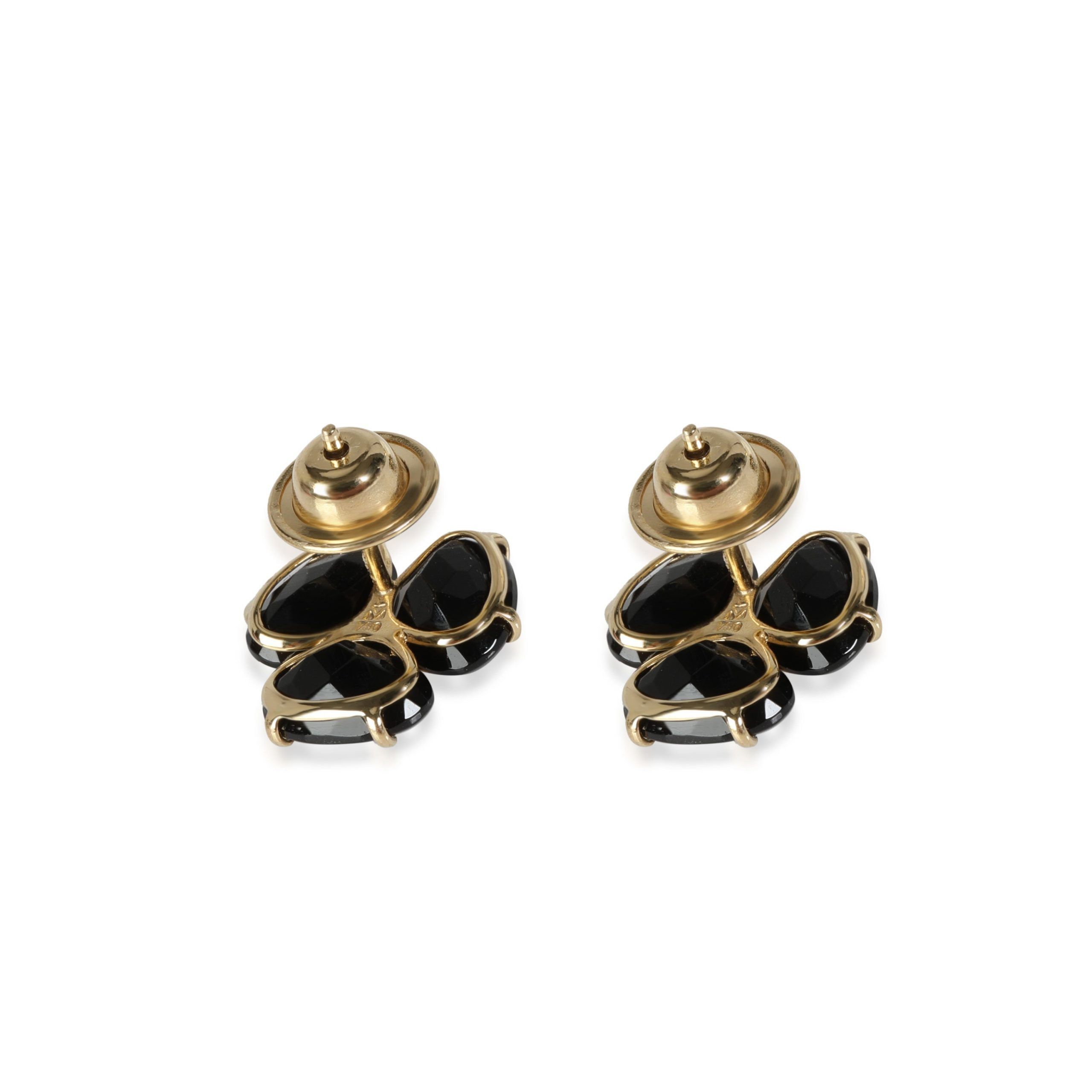 Other Black Quartz & Diamond Flower Earring in 18K Yellow Gold 0.03 CTW Size ONE SIZE - 3 Thumbnail