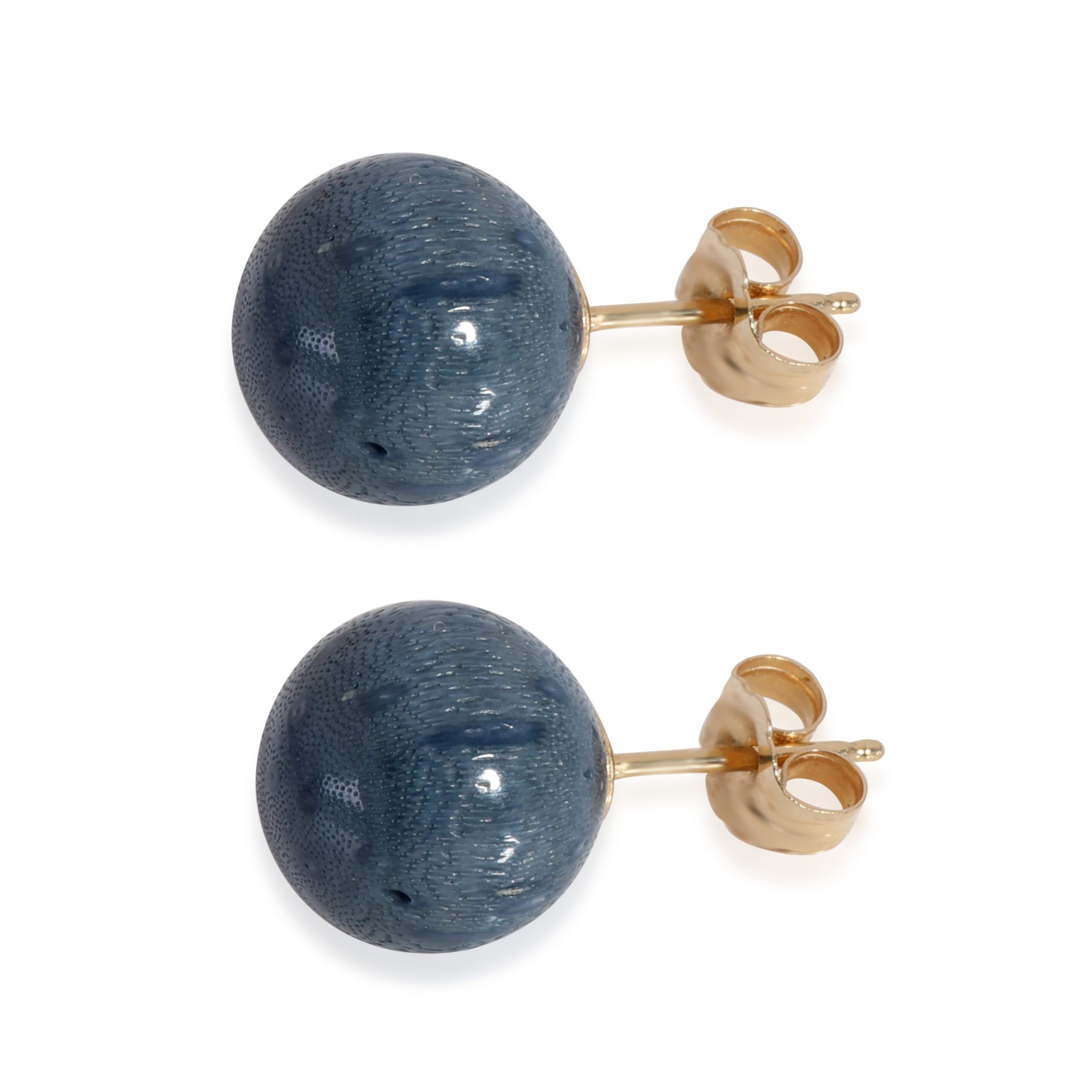 Other 10 mm Blue Stone Stud Earrings in 14k Yellow Gold Size ONE SIZE - 2 Thumbnail