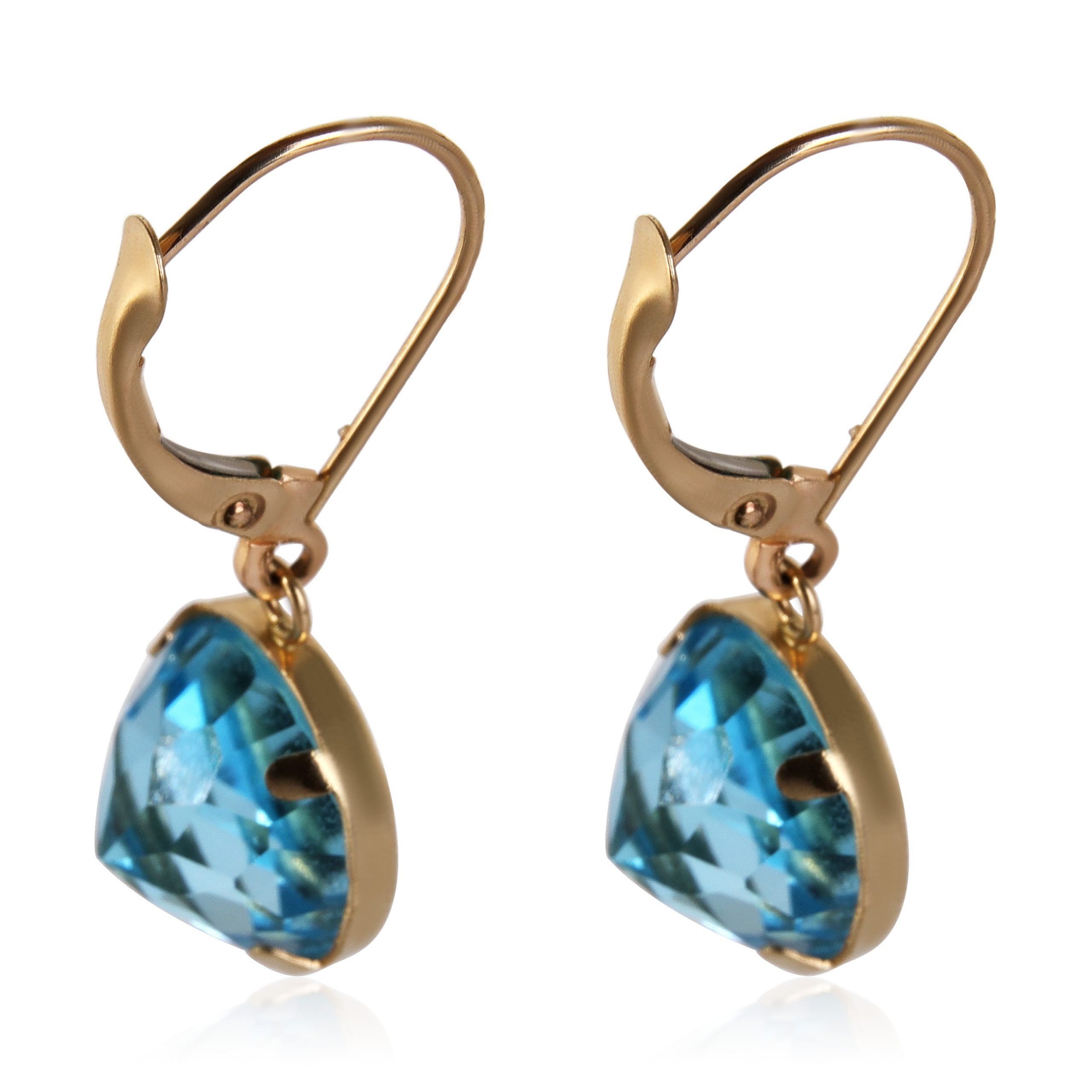 Other Blue Topaz Drop Earrings in 14k Yellow Gold Size ONE SIZE - 2 Thumbnail
