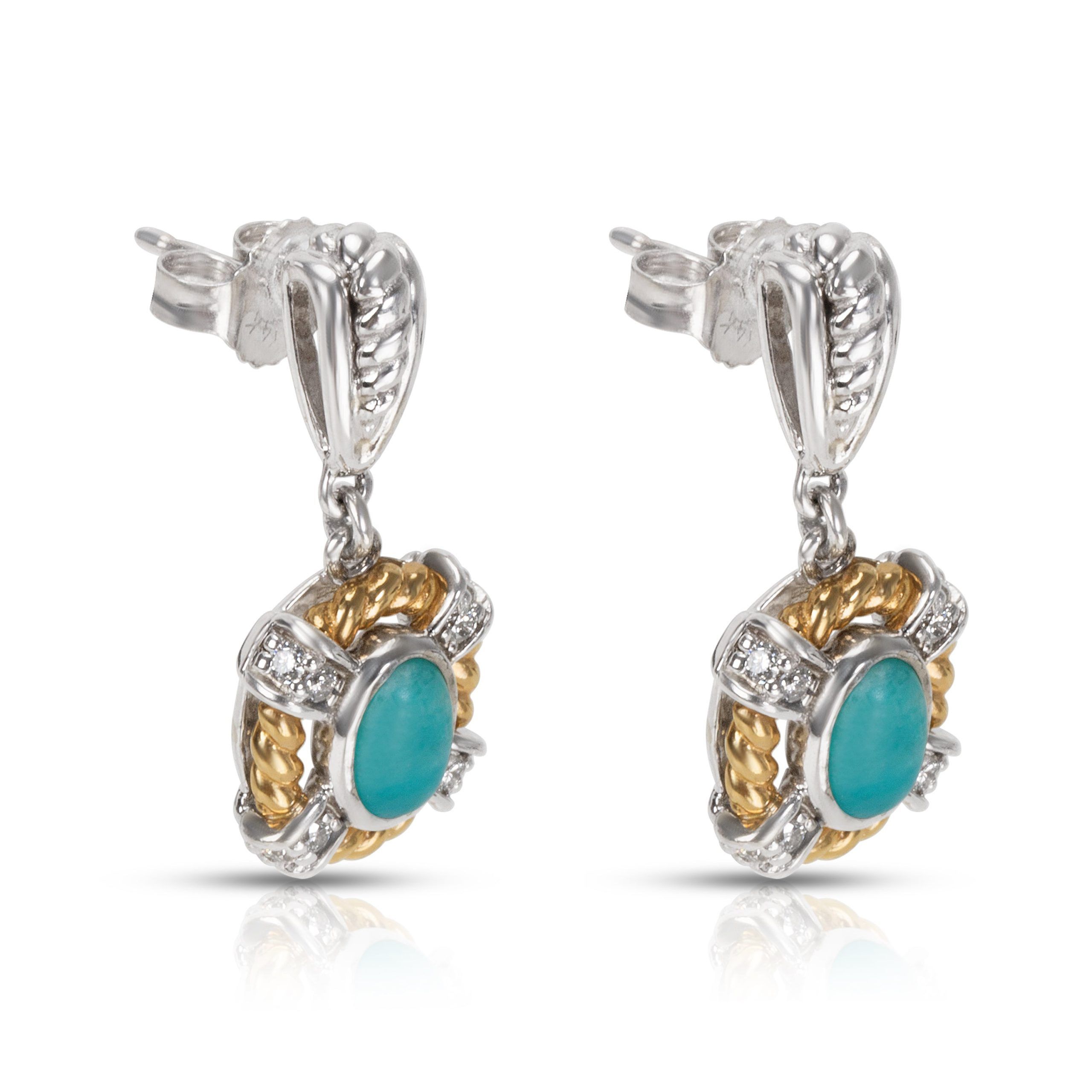 Other Amazonite & Diamond Fashion Earrings in 14k Two-Tone Gold (0.19 CTW) Size ONE SIZE - 2 Thumbnail