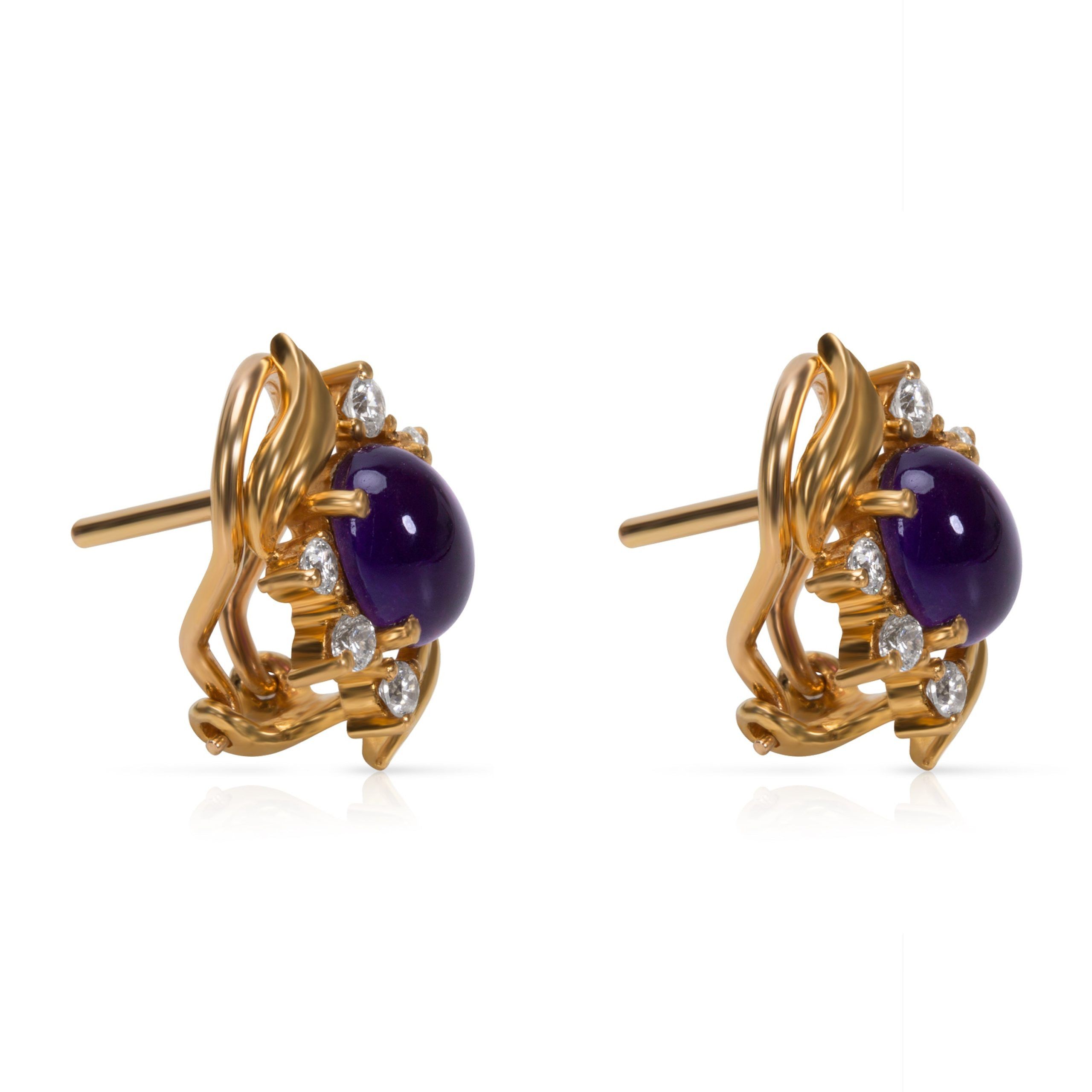Other Amethyst Earrings in 21K Yellow Gold with Diamonds (0.40 CTW) Size ONE SIZE - 2 Thumbnail