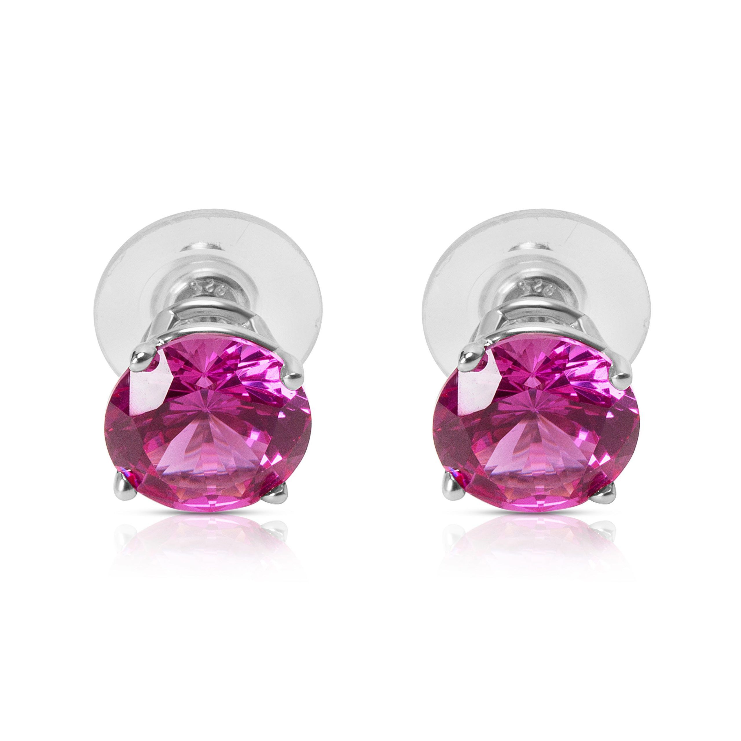 Other Created Sapphire Fashion Earrings in Sterling Silver 10mm Size ONE SIZE - 3 Thumbnail