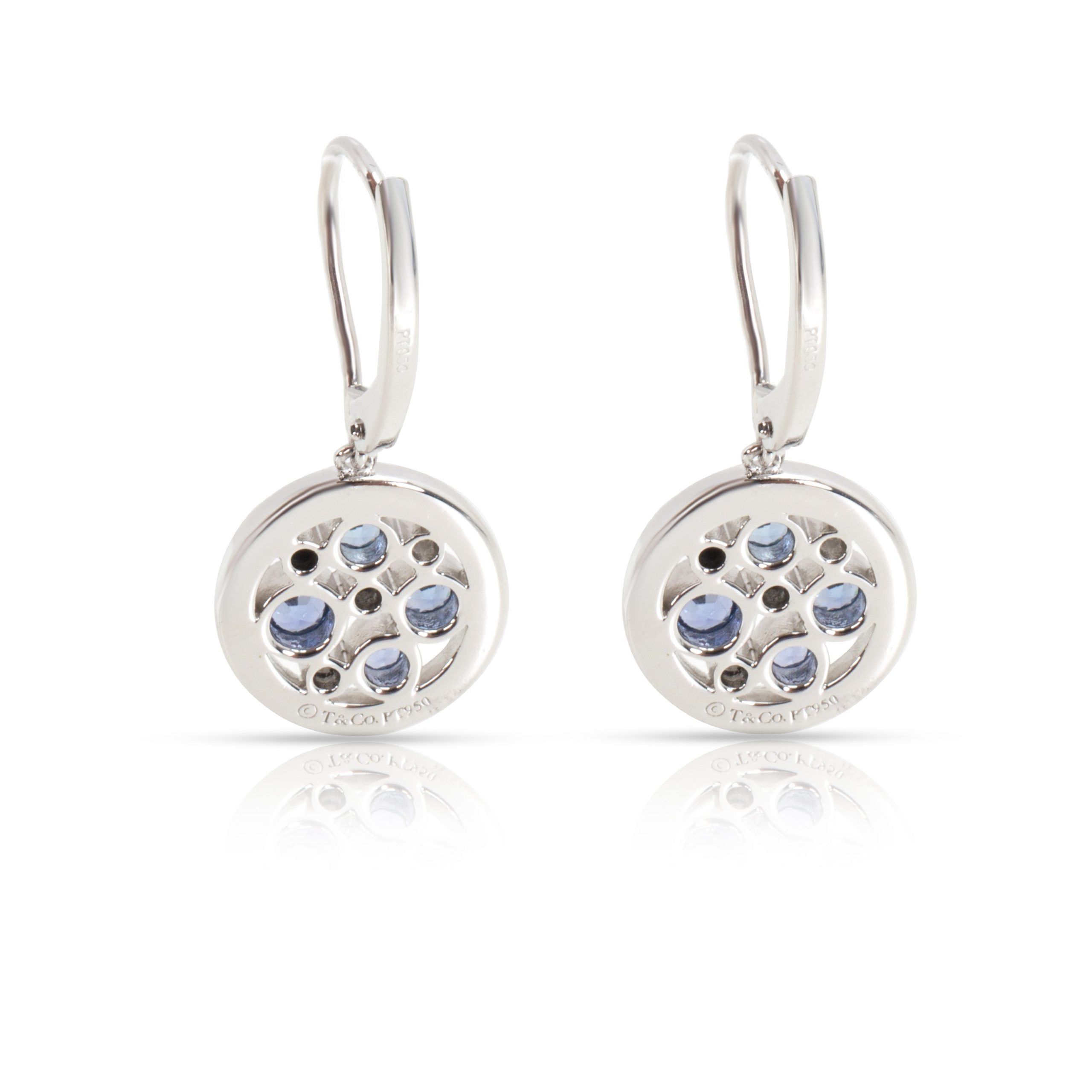 Tiffany Cobblestone Sapphire Diamond Earrings in Platinum