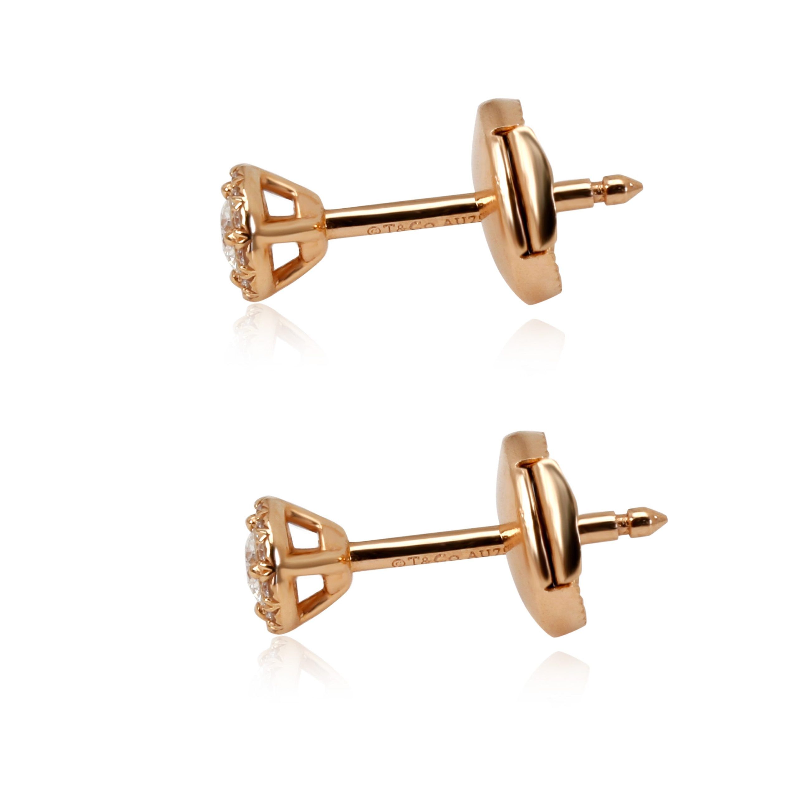 Tiffany Soleste Halo Diamond Stud Earring in 18K Rose Gold
