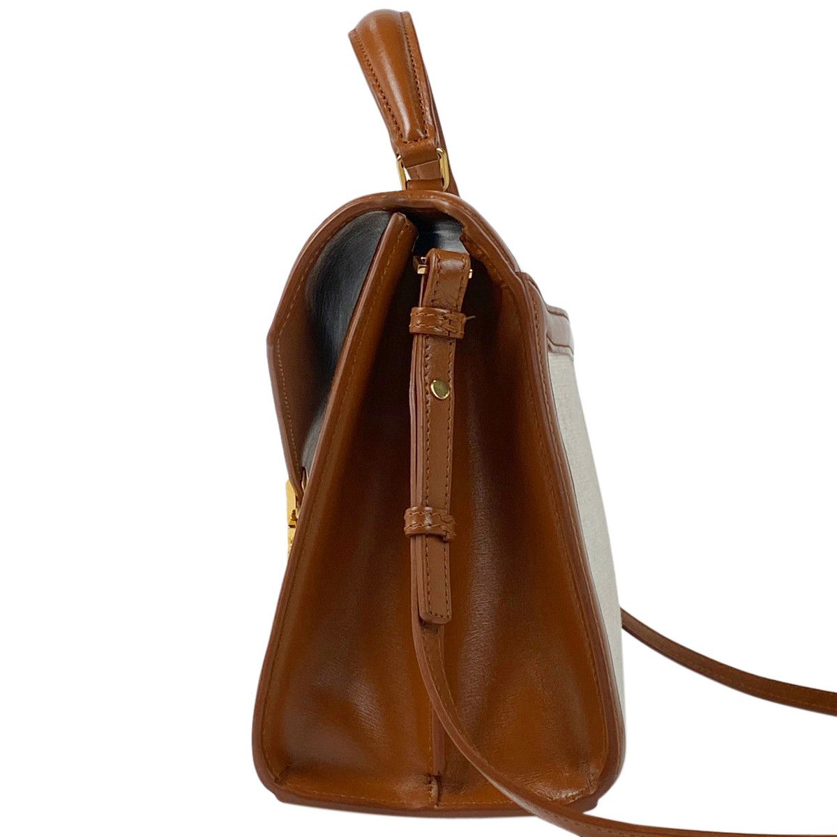 Saint Laurent Cassandra Top Handle Shoulder Bag Natural Brown