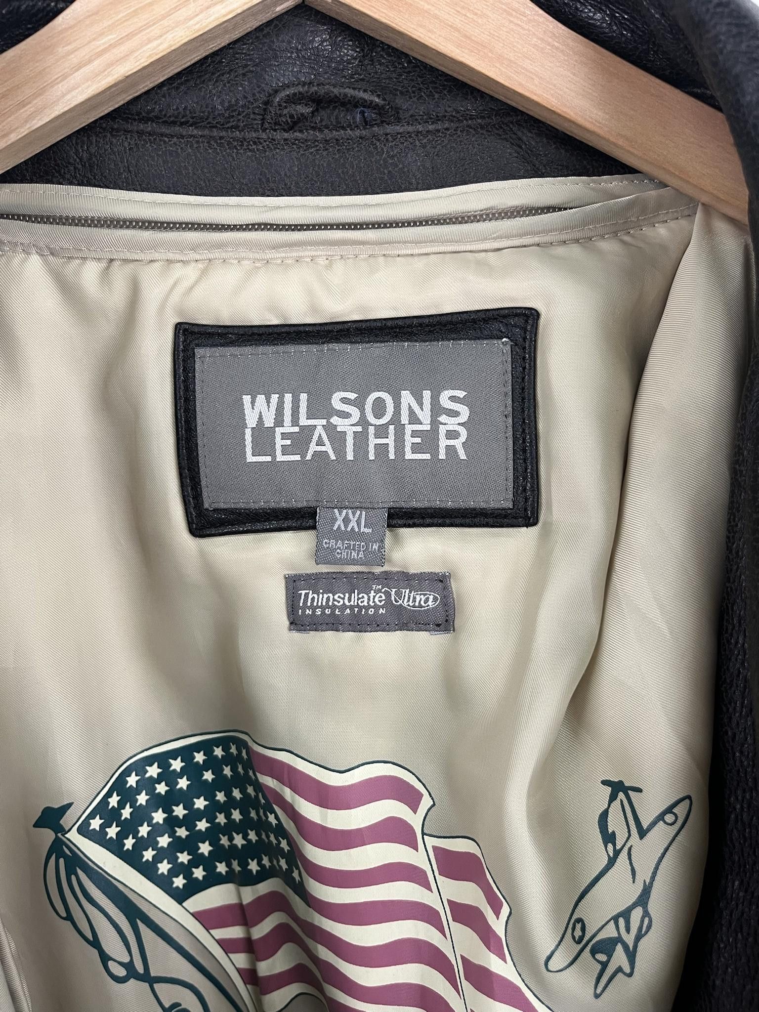 Wilsons Leather Vintage Wilsons Leather Jacket With Land Of the Free Liner Size US XXL / EU 58 / 5 - 2 Thumbnail