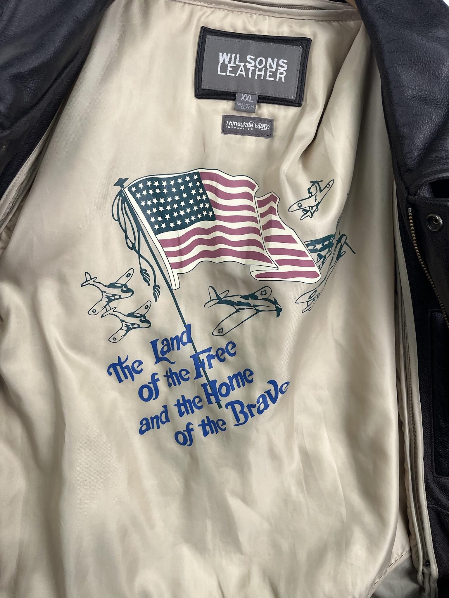 Wilsons Leather Vintage Wilsons Leather Jacket With Land Of the Free Liner Size US XXL / EU 58 / 5 - 3 Thumbnail