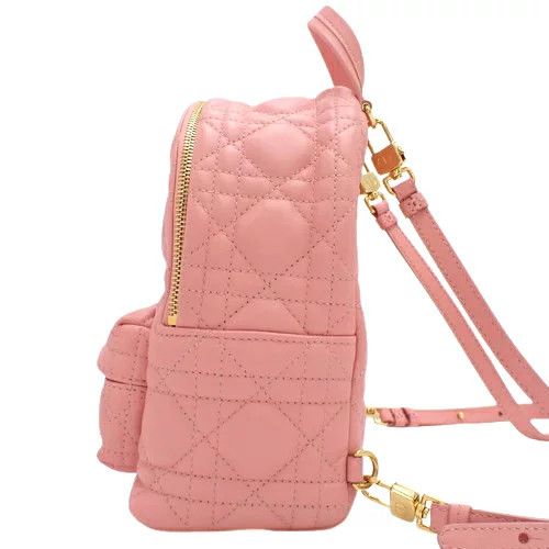 Christian Dior Cannage Backpack Mini Rucksack Shoulder Pink Peach