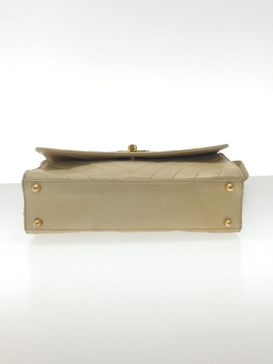 Chanel Stitch Shoulder Bag Coco Mark Beige
