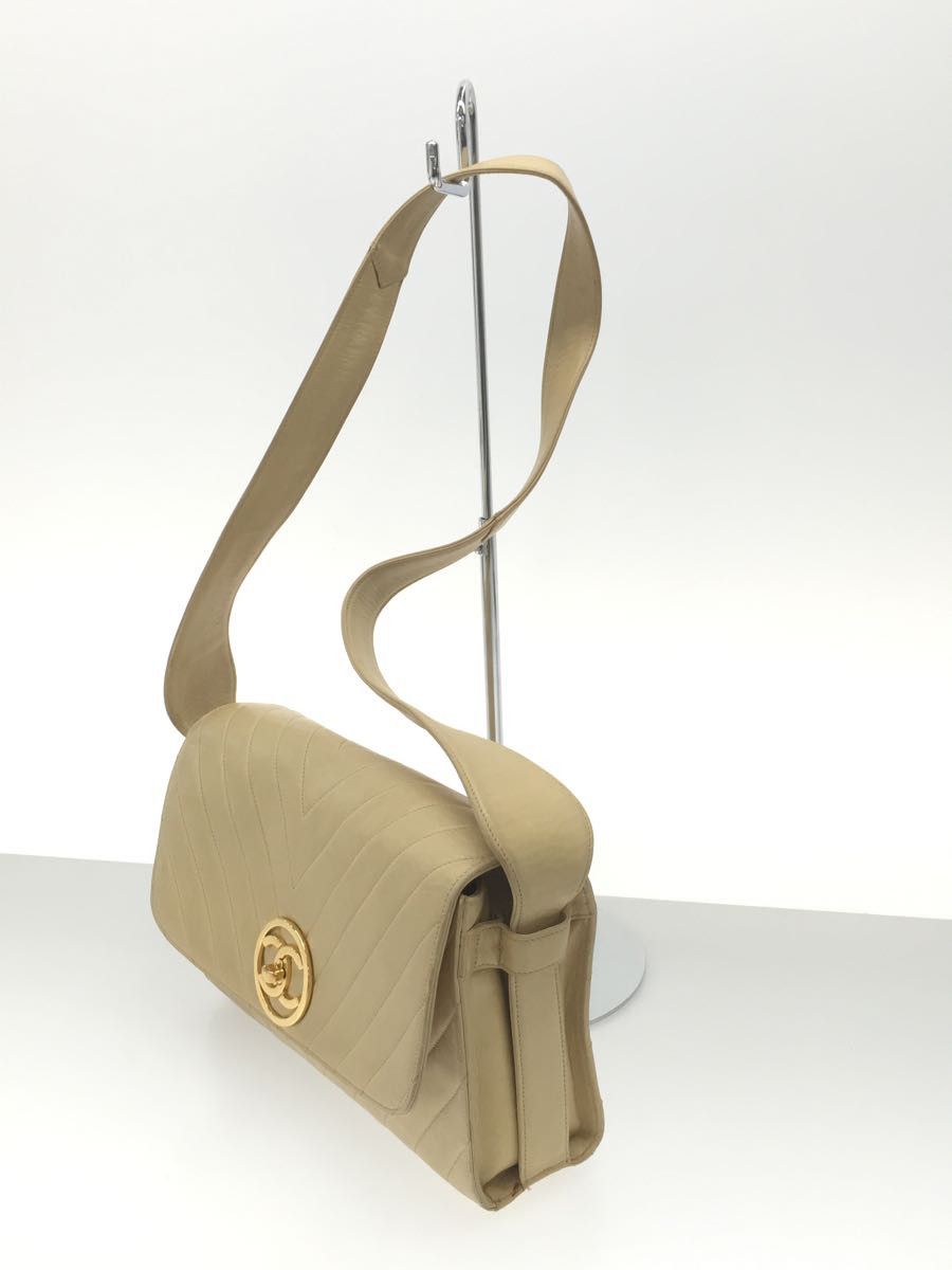 Chanel Stitch Shoulder Bag Coco Mark Beige