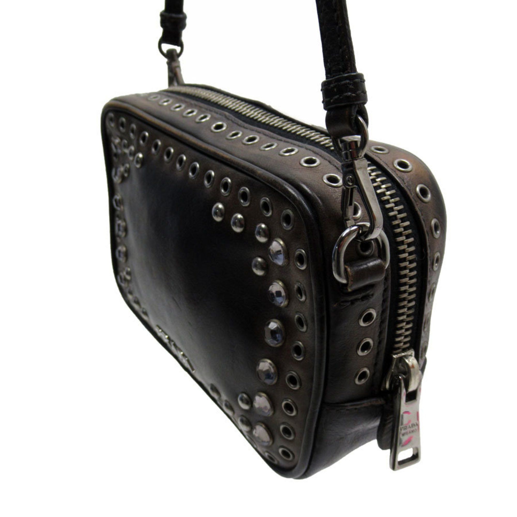 Prada PRADA Shoulder Bag Leather/Metal Brown/Black/Silver Ladies Size ONE SIZE - 2 Preview