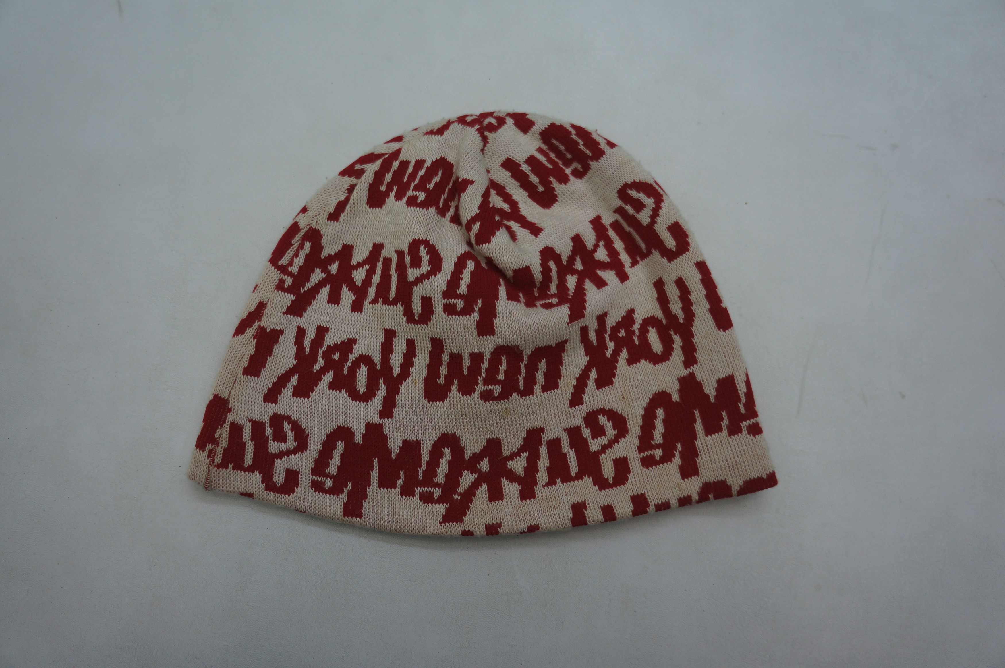 Supreme SUPREME 2001 FAT TIP BEANIE MONOGRAM LV HAT CAP WHITE RED