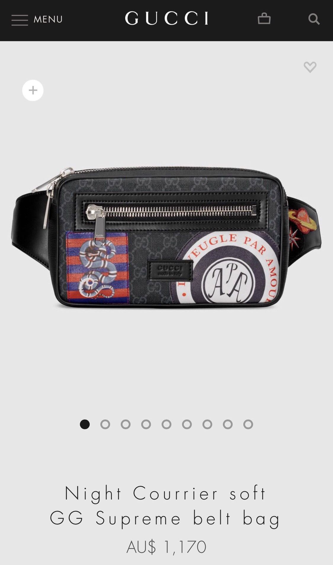 Night courrier soft online gg supreme belt bag