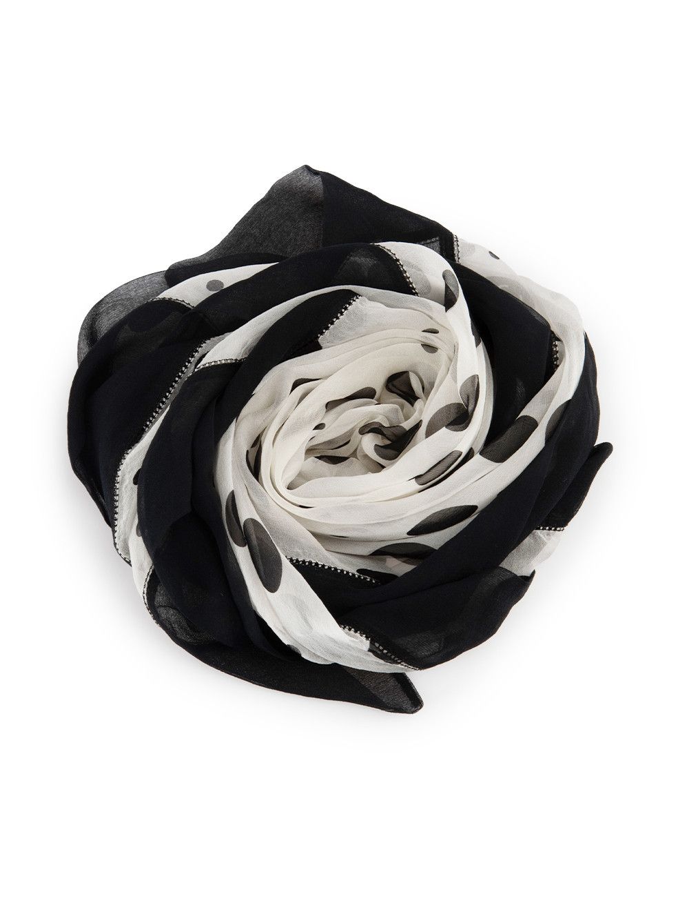 Chanel Black & White Silk Polka Dot CC Logo Scarf Size ONE SIZE - 3 Thumbnail
