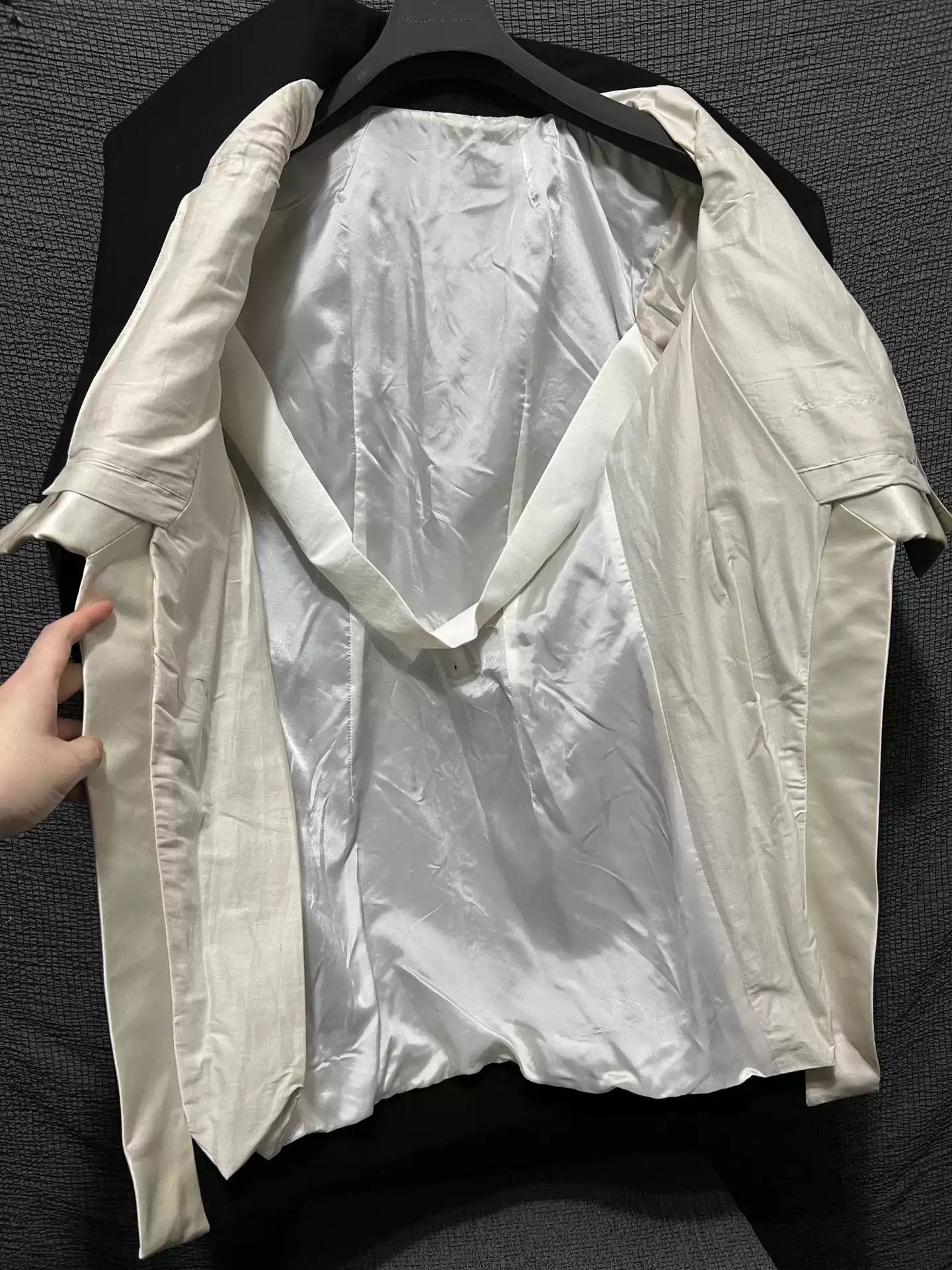 Rick Owens RICK OWENS 11fw LIMO season show black and white geometric wool trench coat. Size US M / EU 48-50 / 2 - 5 Thumbnail