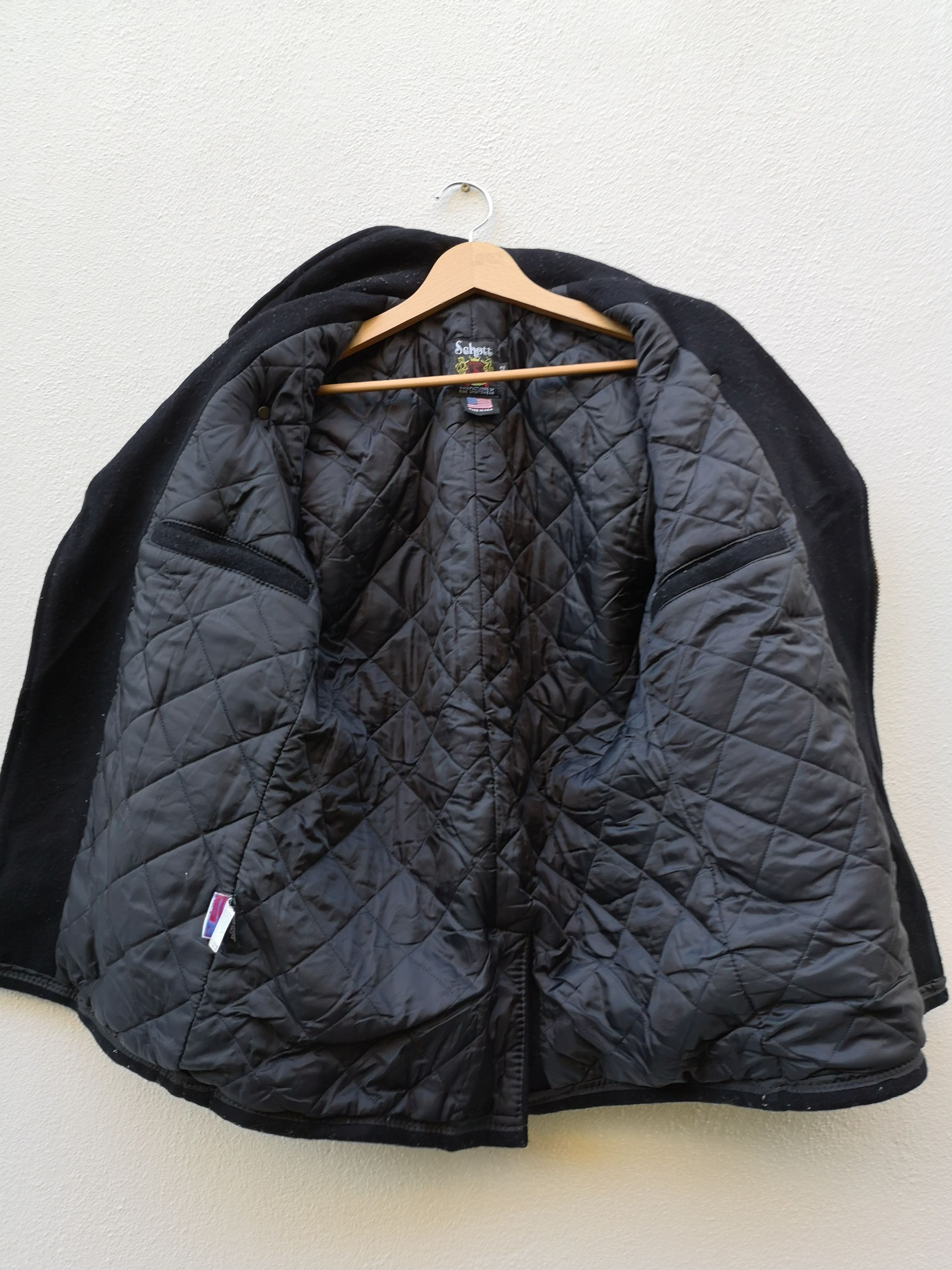 SCHOTT 769 wool pea coat zip front (Black)