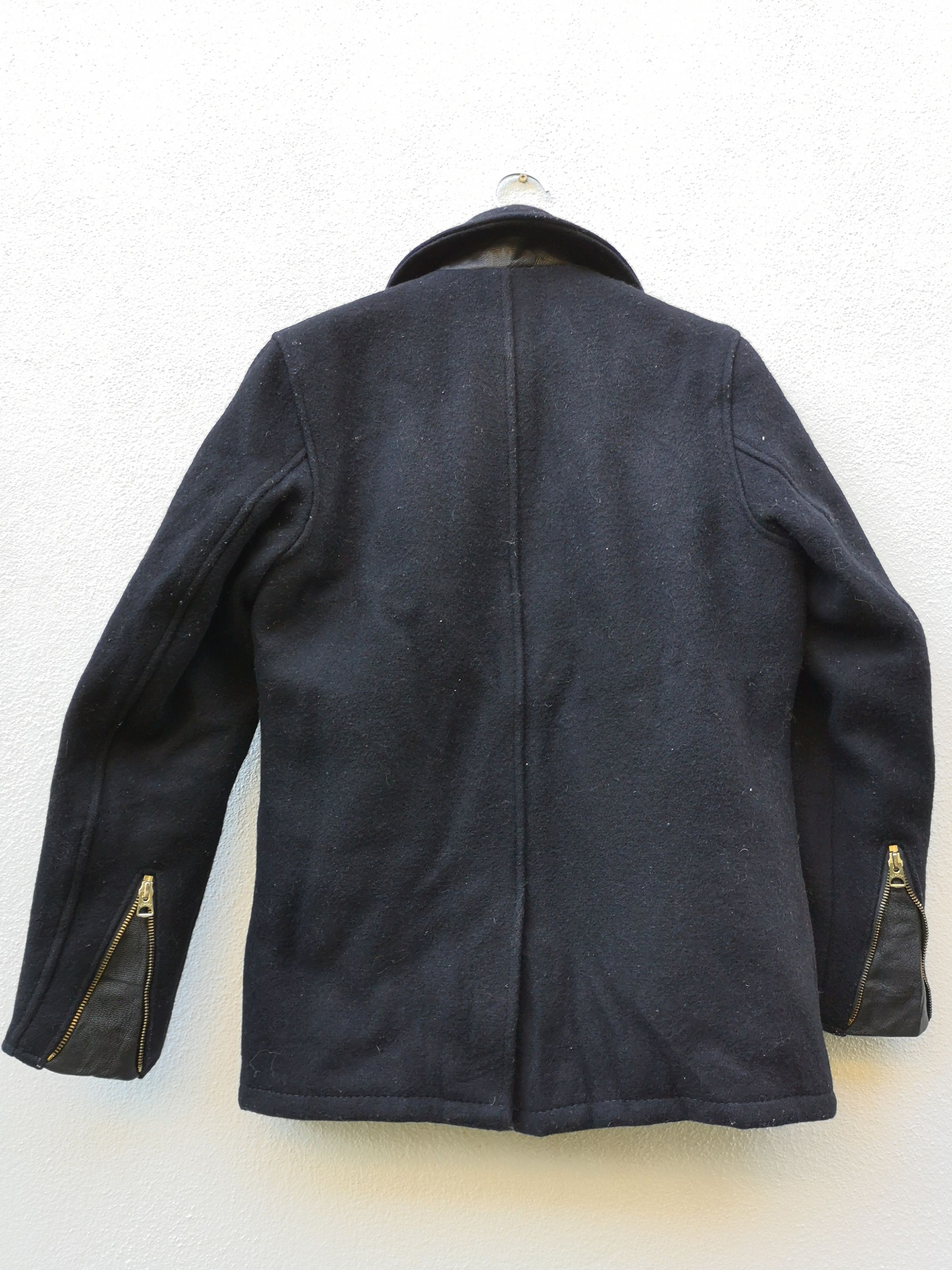 SCHOTT 769 wool pea coat zip front (Black)