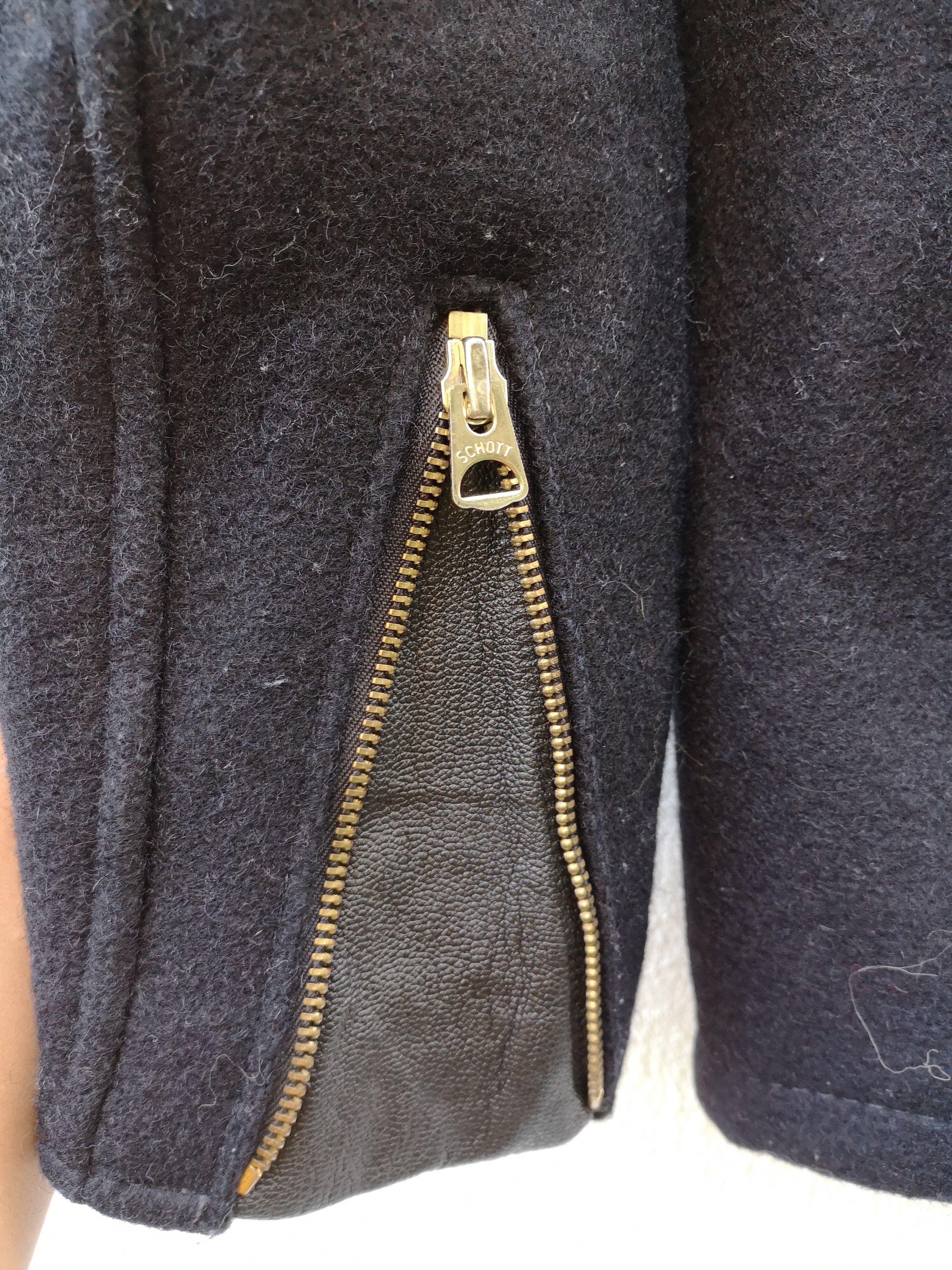 SCHOTT 769 wool pea coat zip front (Black)