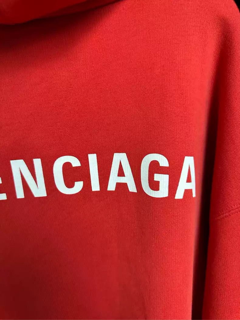 Balenciaga Balenciaga front and rear logo red hoodie Size US S / EU 44-46 / 1 - 8 Thumbnail
