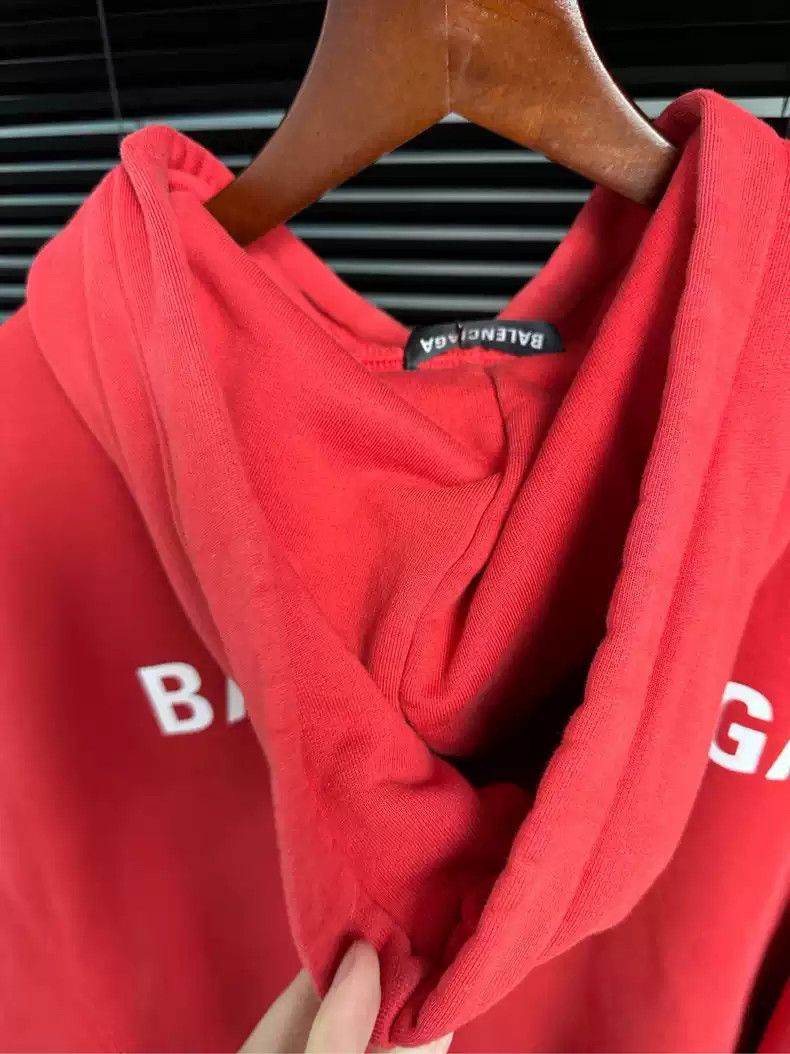 Balenciaga Balenciaga front and rear logo red hoodie Size US S / EU 44-46 / 1 - 5 Thumbnail