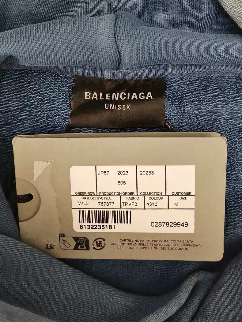 Balenciaga Balenciaga 23fw Phantom Overlap 3B Gradient Blue Washed Old Hoodie Size US M / EU 48-50 / 2 - 5 Thumbnail