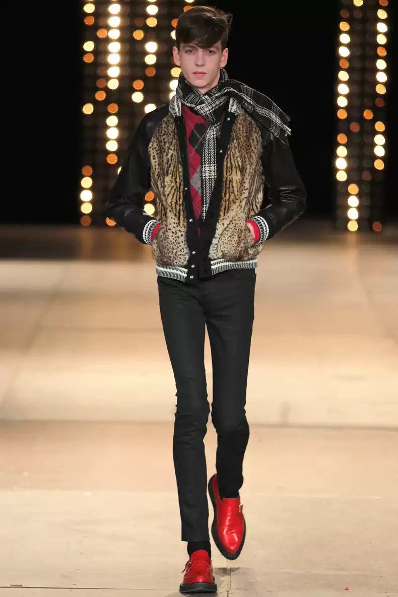 Saint Laurent Paris Saint laurent slp authentic 14 autumn and winter catwalk models dry and lazy fur stitching calfskin Size US S / EU 44-46 / 1 - 8 Thumbnail