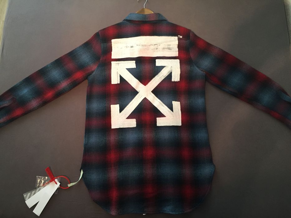 Off-White Off-White KK Flannel Check Shirt (Blue/ Red) | Grailed