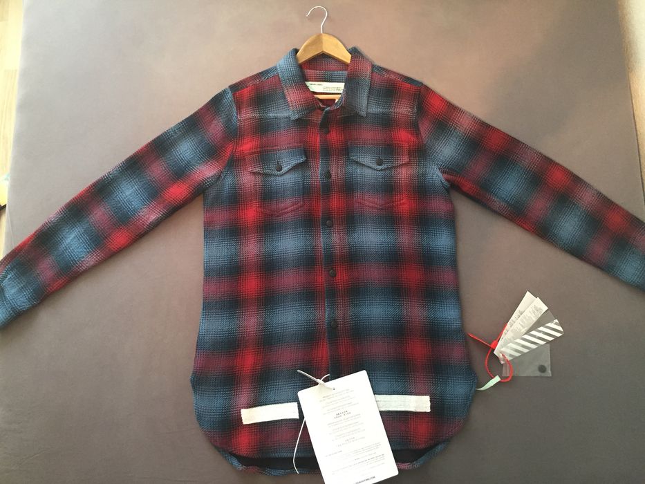 Off-White Off-White KK Flannel Check Shirt (Blue/ Red) | Grailed